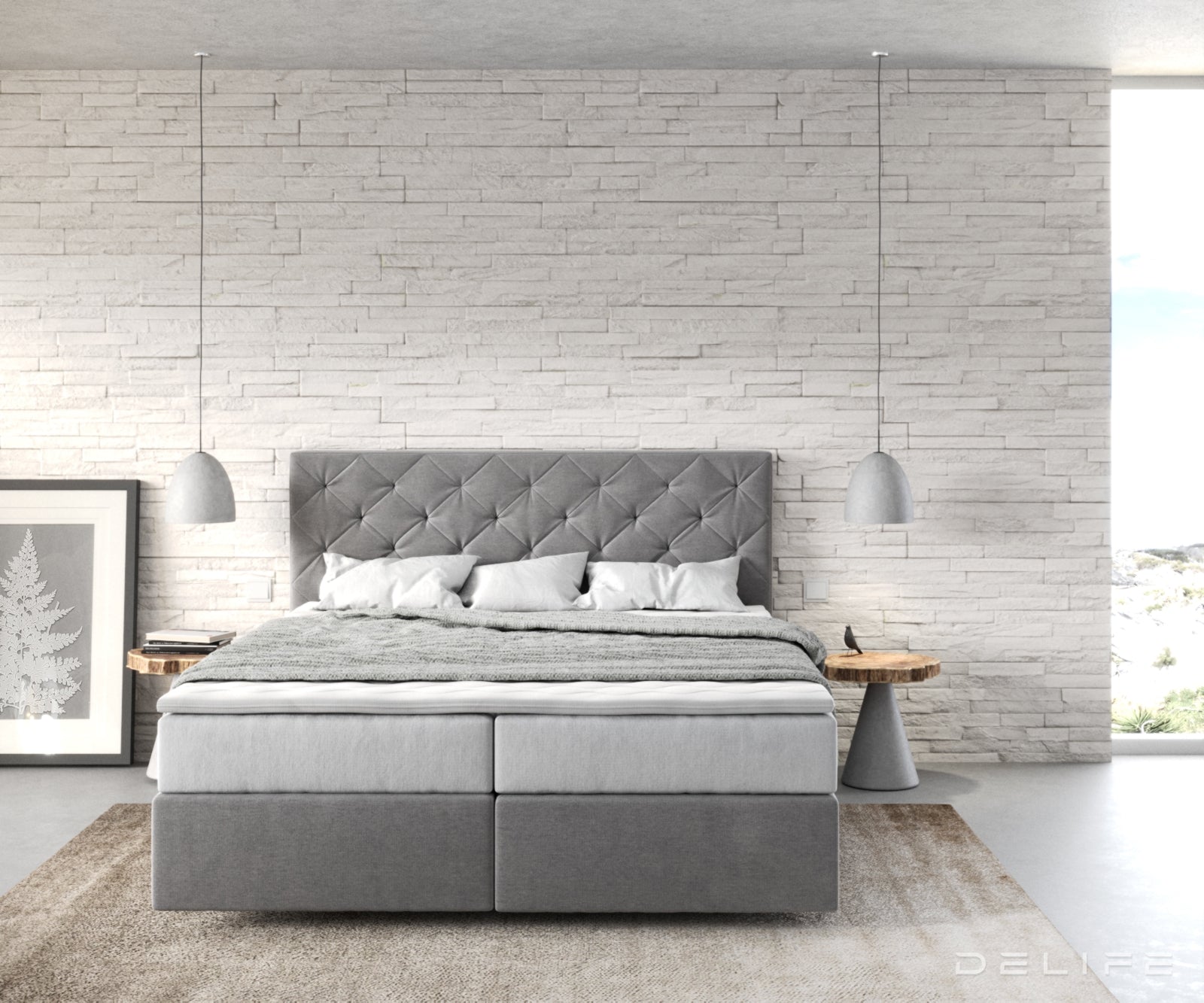 Box spring krevet Dream-Great s madracem i nadmadracem, Materijal: Mikrofibra