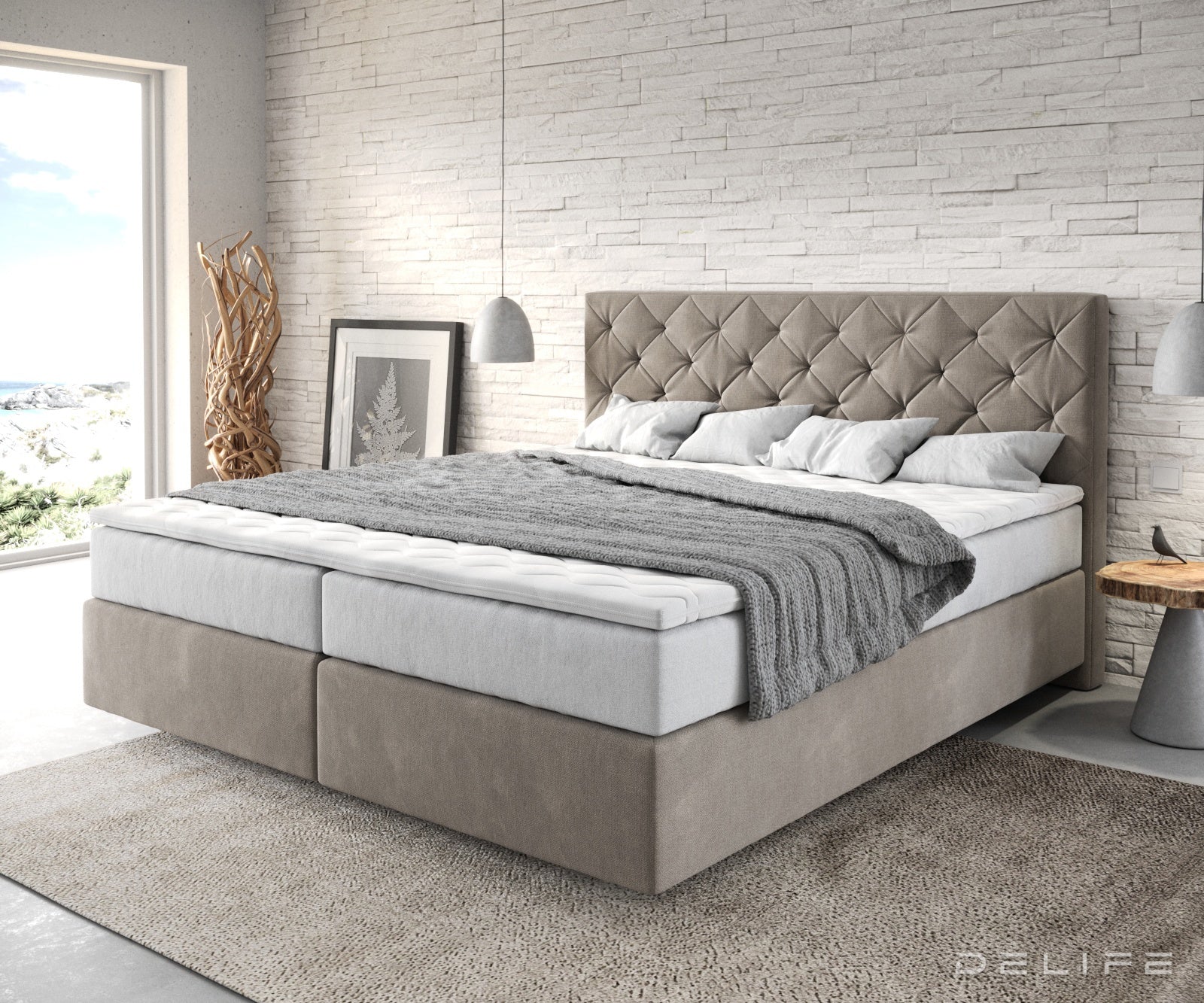 Box spring krevet Dream-Great s madracem i nadmadracem, Materijal: Mikrofibra
