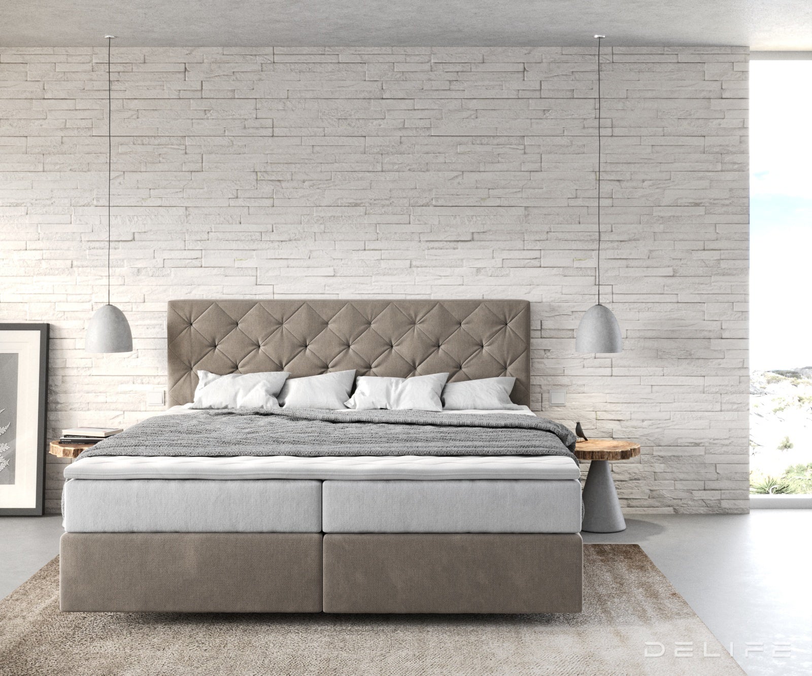 Box spring krevet Dream-Great s madracem i nadmadracem, Materijal: Mikrofibra