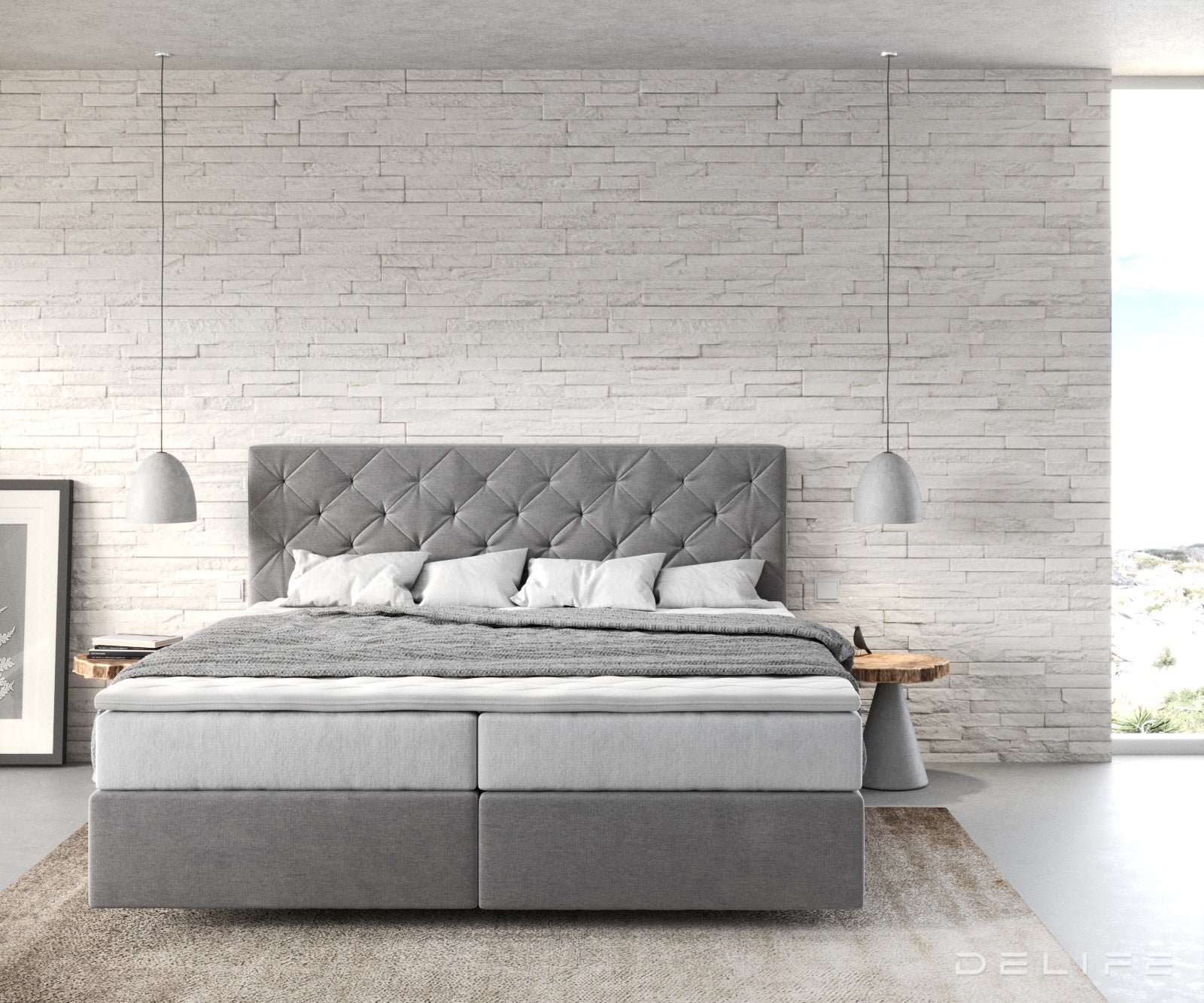 Box spring krevet Dream-Great s madracem i nadmadracem, Materijal: Mikrofibra