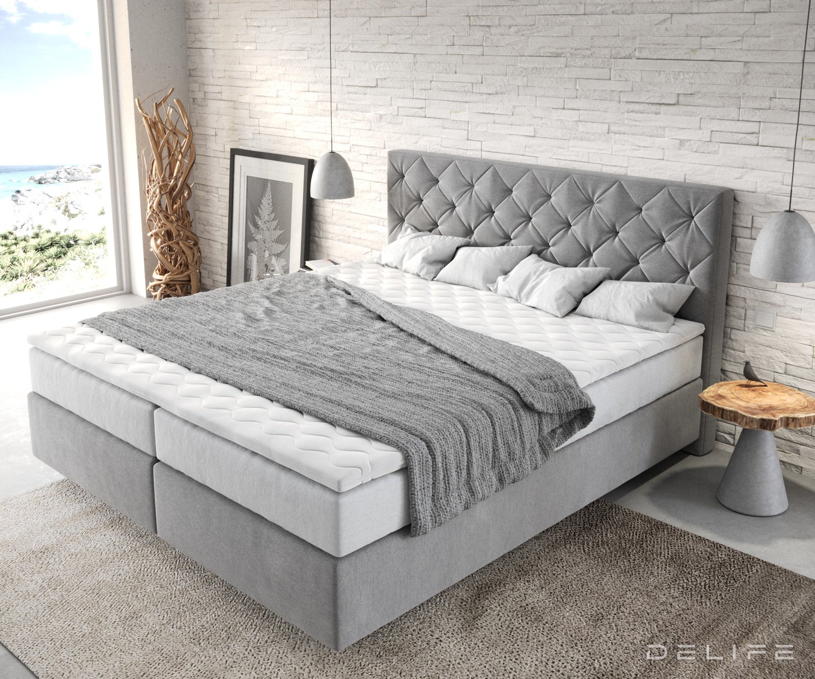 Box spring krevet Dream-Great s madracem i nadmadracem, Materijal: Mikrofibra