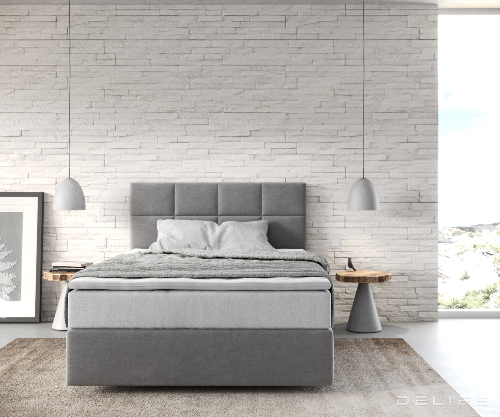 Box spring krevet Dream-Fine s madracem i nadmadracem, Materijal: Mikrofibra