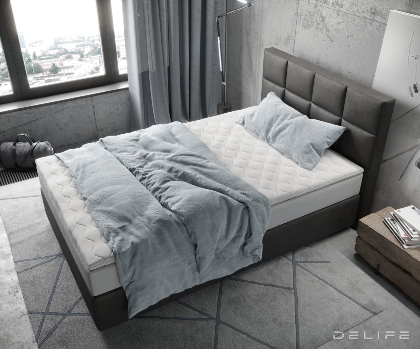 Box spring krevet Dream-Fine s madracem i nadmadracem, Materijal: Mikrofibra