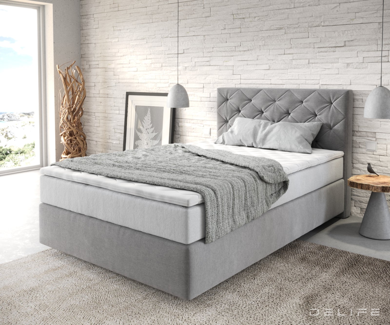 Box spring krevet Dream-Great s madracem i nadmadracem, Materijal: Mikrofibra