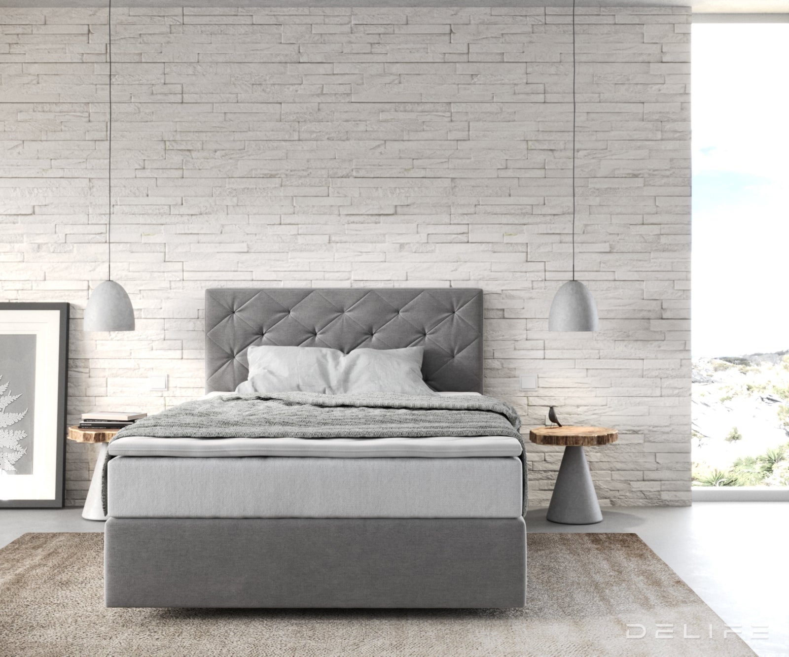 Box spring krevet Dream-Great s madracem i nadmadracem, Materijal: Mikrofibra