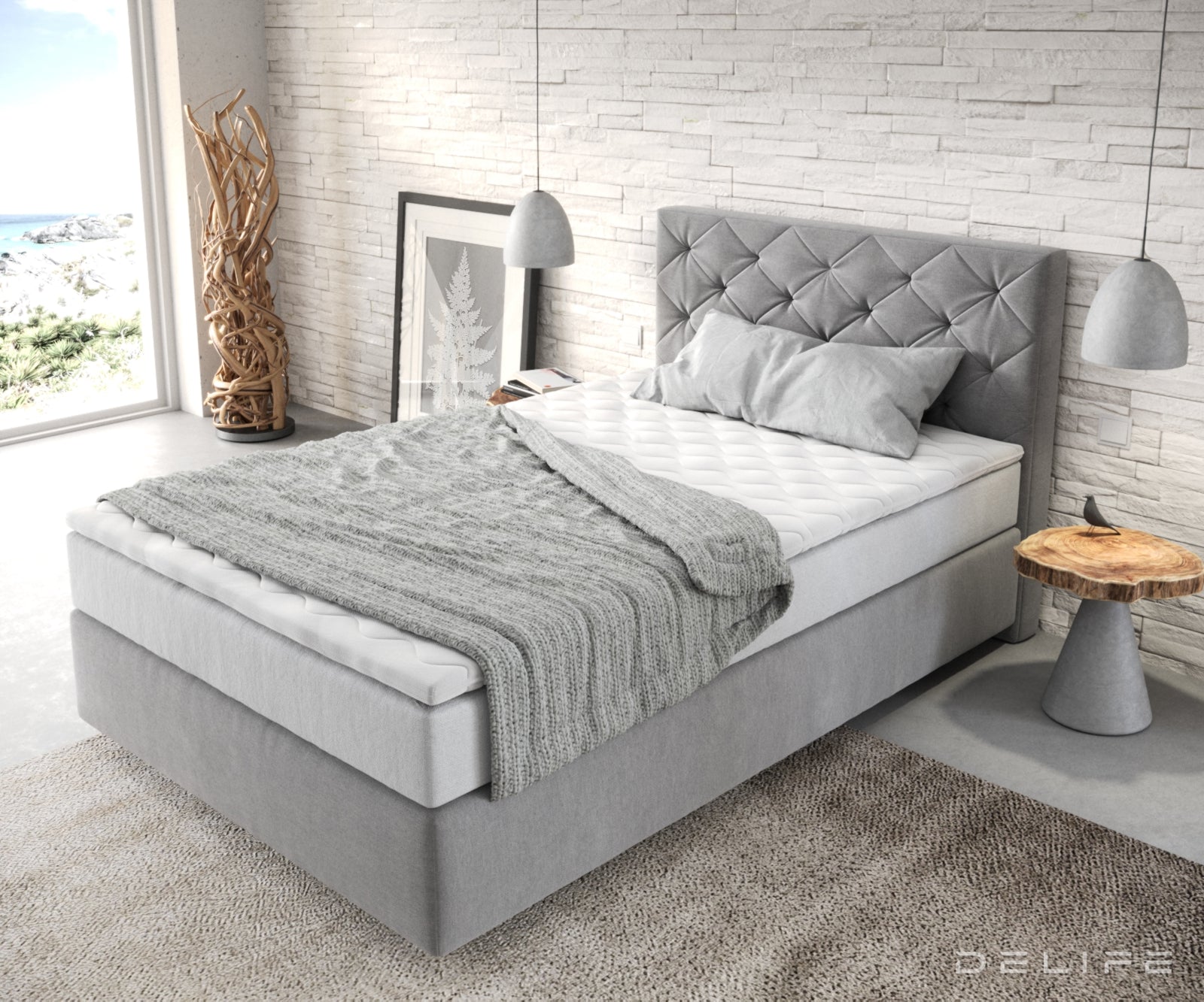Box spring krevet Dream-Great s madracem i nadmadracem, Materijal: Mikrofibra