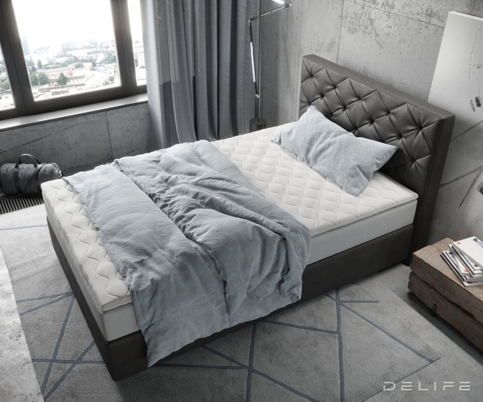Box spring krevet Dream-Great s madracem i nadmadracem, Materijal: Mikrofibra