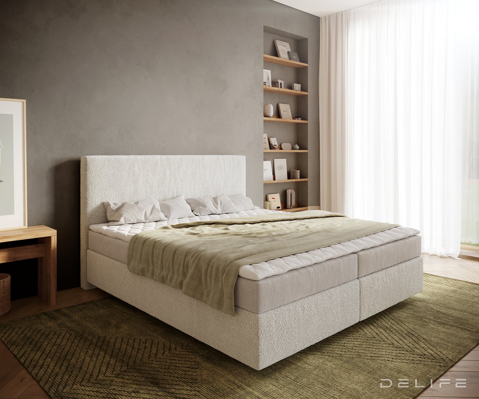 Box spring krevet Dream-Well, Materijal: Boucle