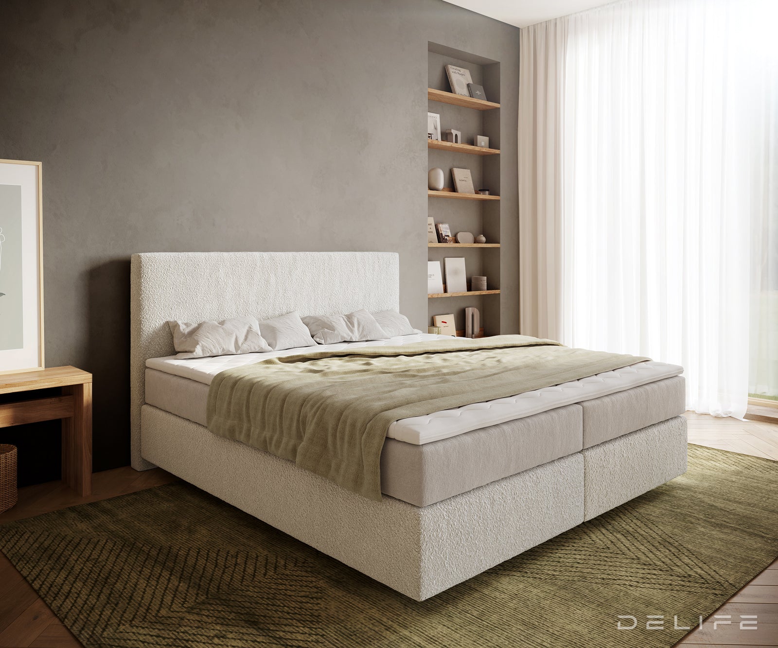 Box spring krevet Dream-Well, Materijal: Boucle