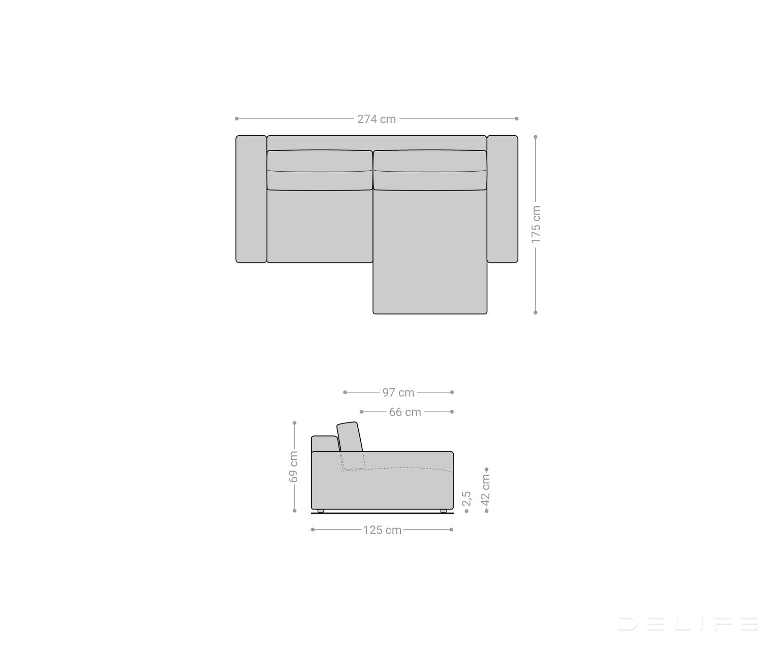 Kutna garnitura Lanzo XL 274x175x69cm, Materijal: Mikrofibra