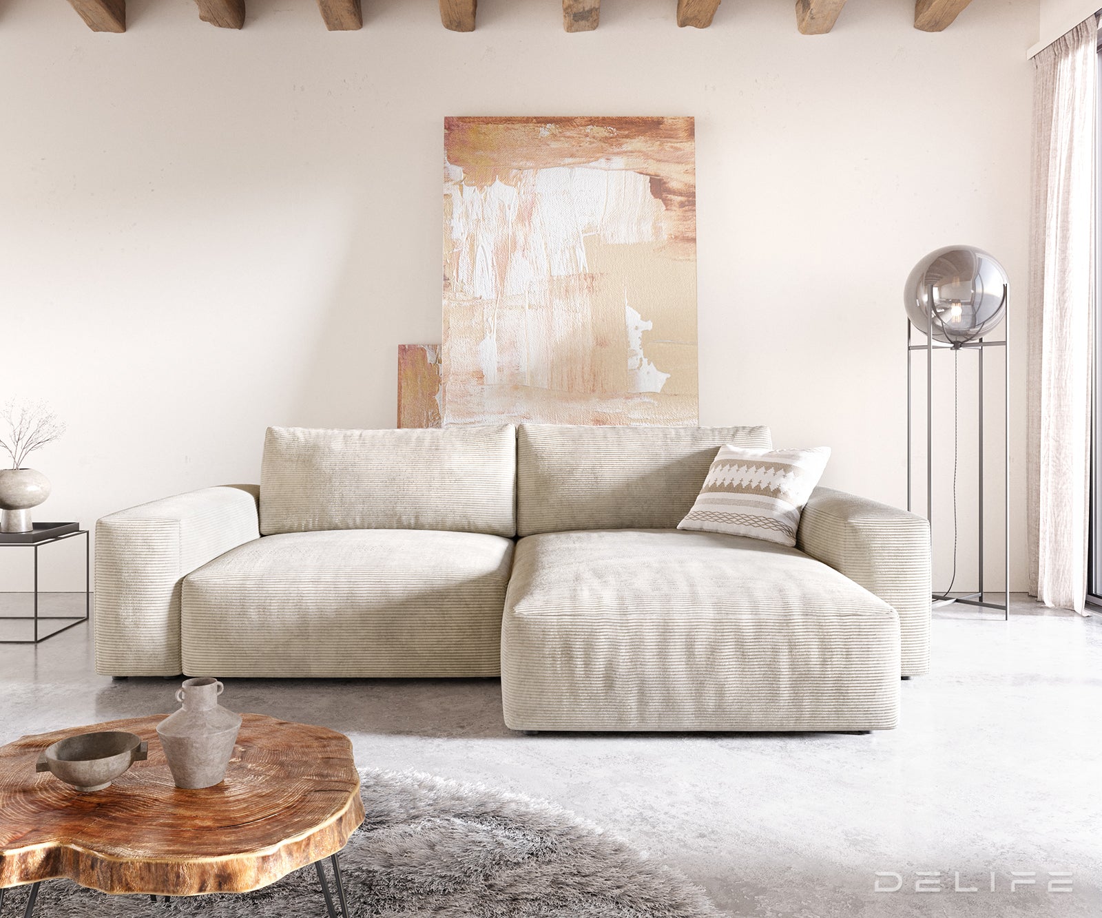 Kutna garnitura Lanzo XL 274x175cm, Materijal: Rebrasta tkanina
