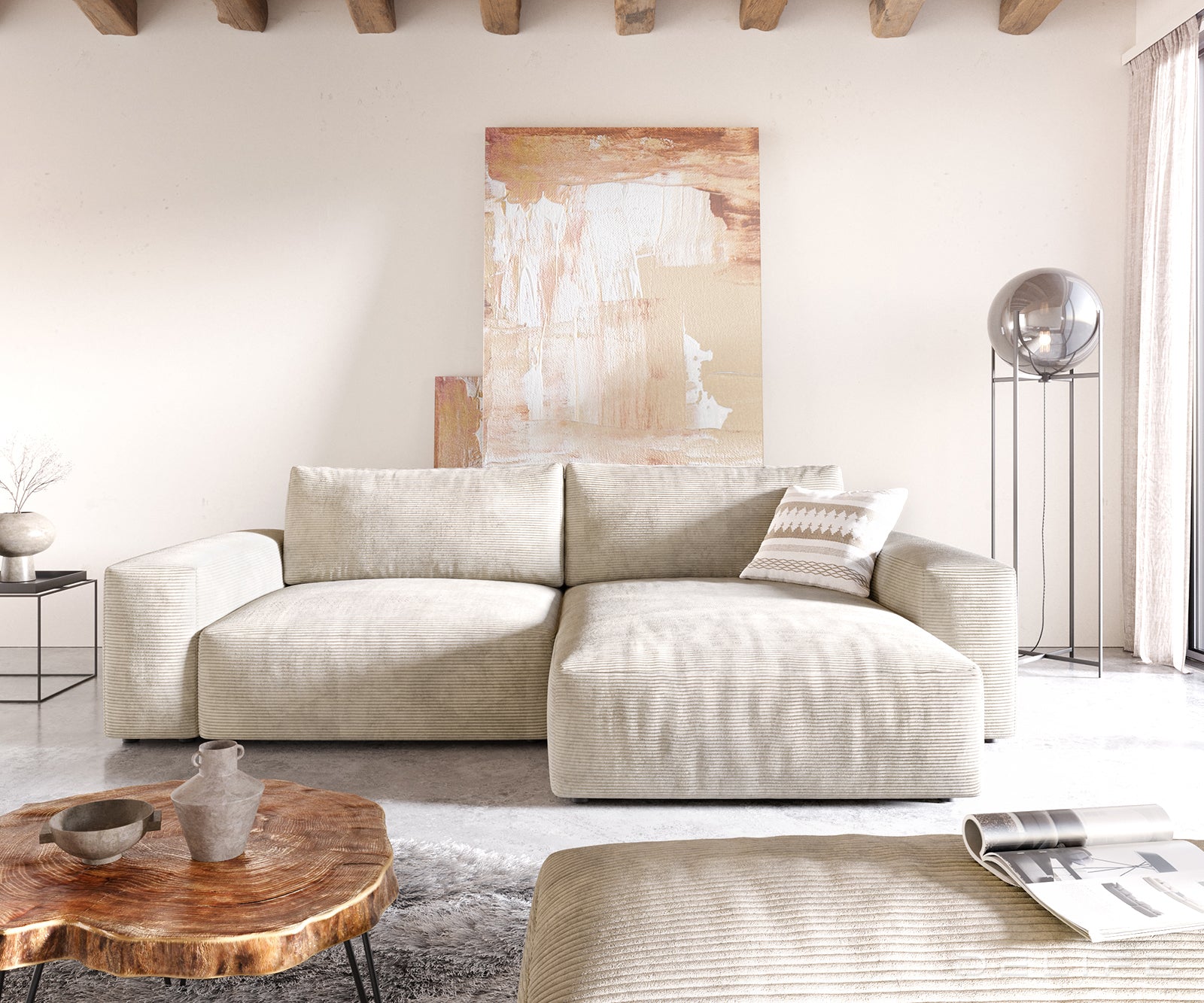 Kutna garnitura Lanzo XL 274x175cm, Materijal: Rebrasta tkanina