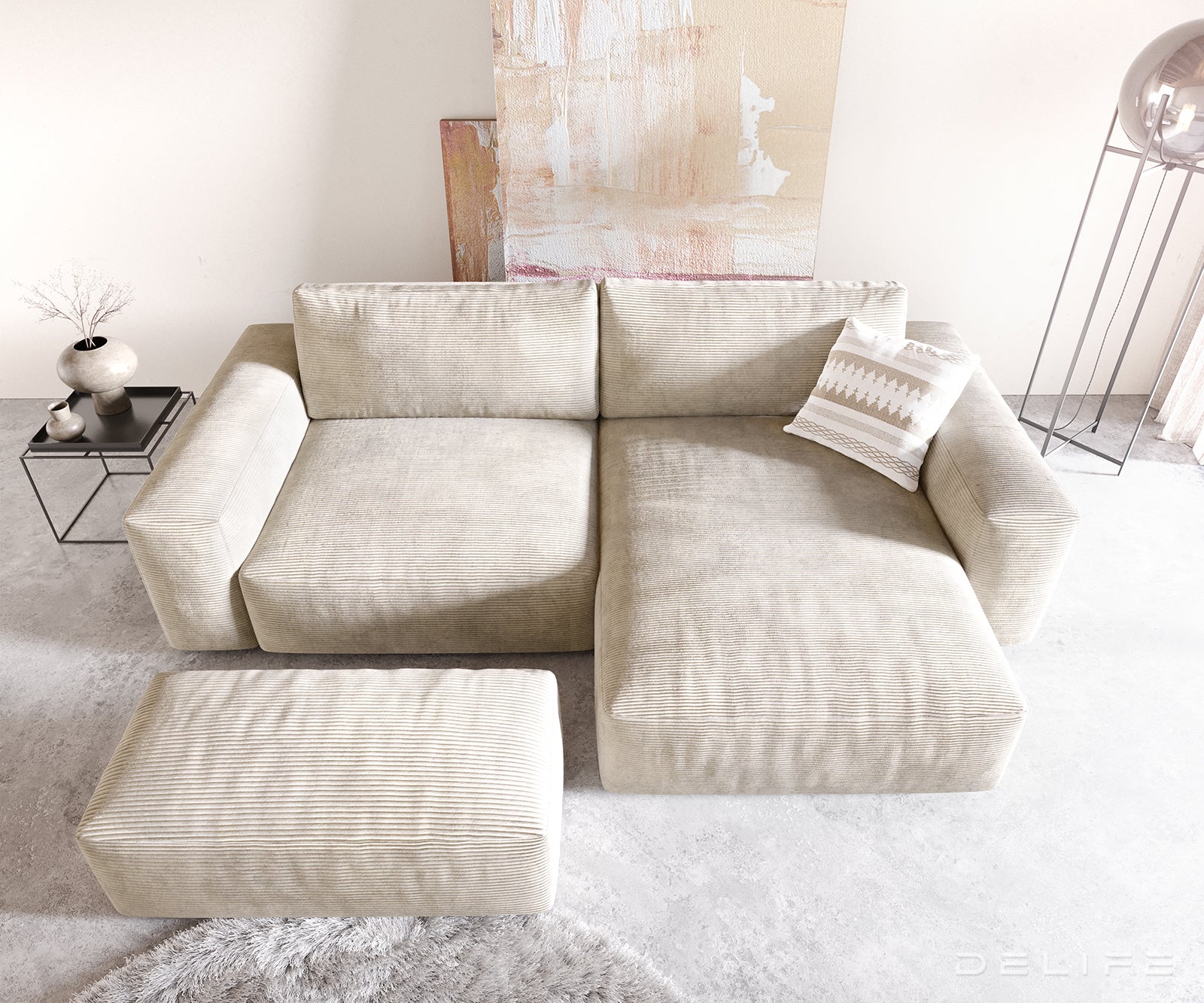 Kutna garnitura Lanzo XL 274x175cm, Materijal: Rebrasta tkanina