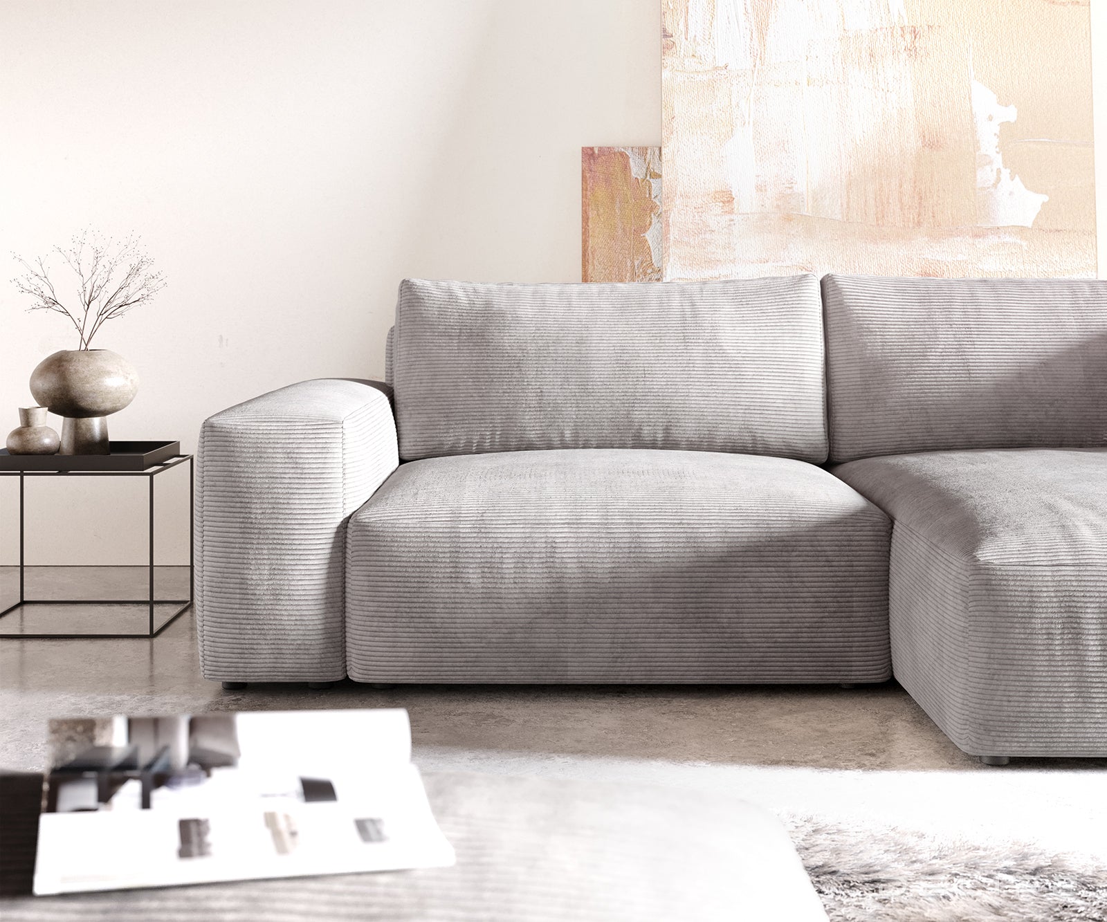 Kutna garnitura Lanzo XL 274x175cm, Materijal: Rebrasta tkanina