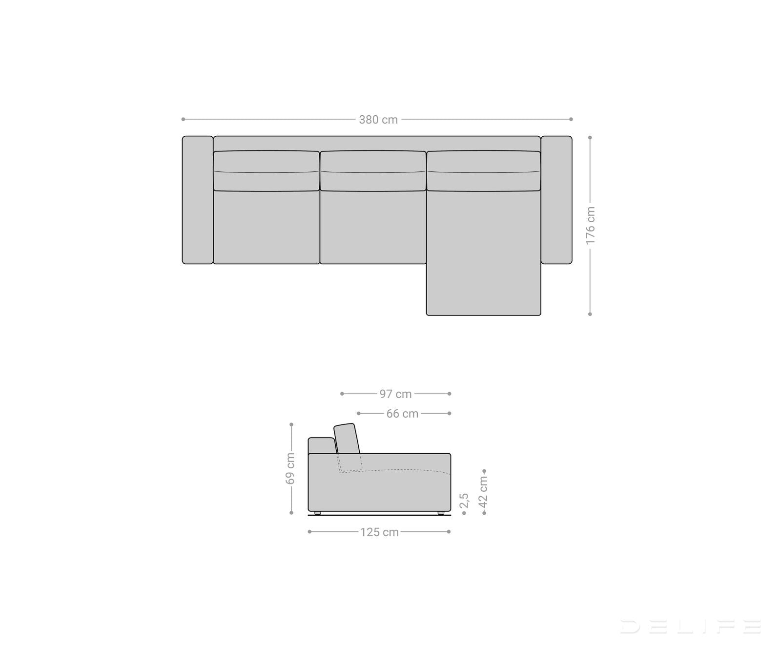 Kutna garnitura Lanzo XL 380x176x69cm, Materijal: Mikrofibra