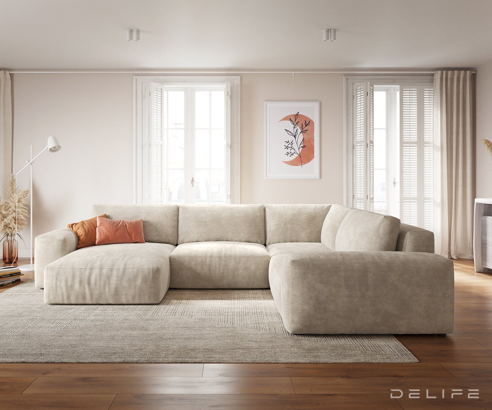 Velika kutna garnitura Lanzo XL 364x258cm, Materijal: Rebrasta tkanina