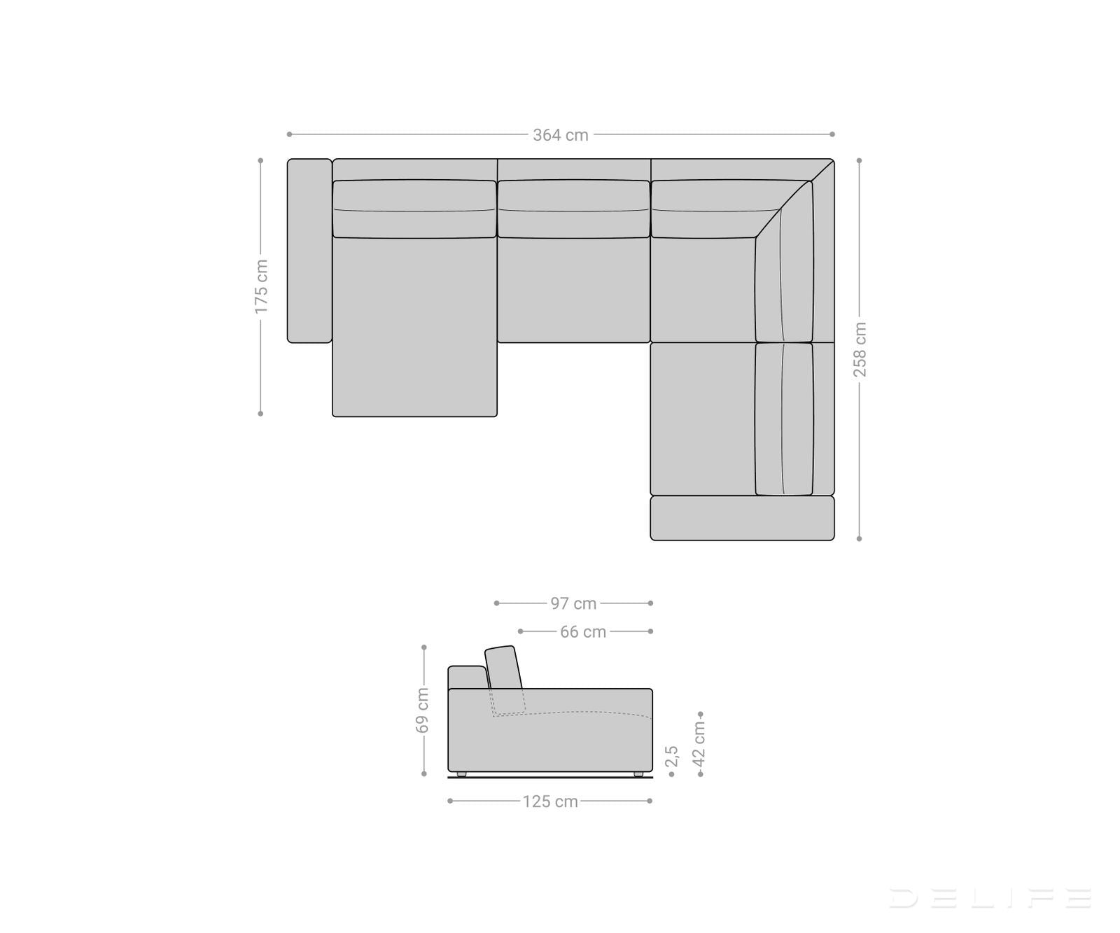 Velika kutna garnitura Lanzo XL 364x258cm, Materijal: Rebrasta tkanina