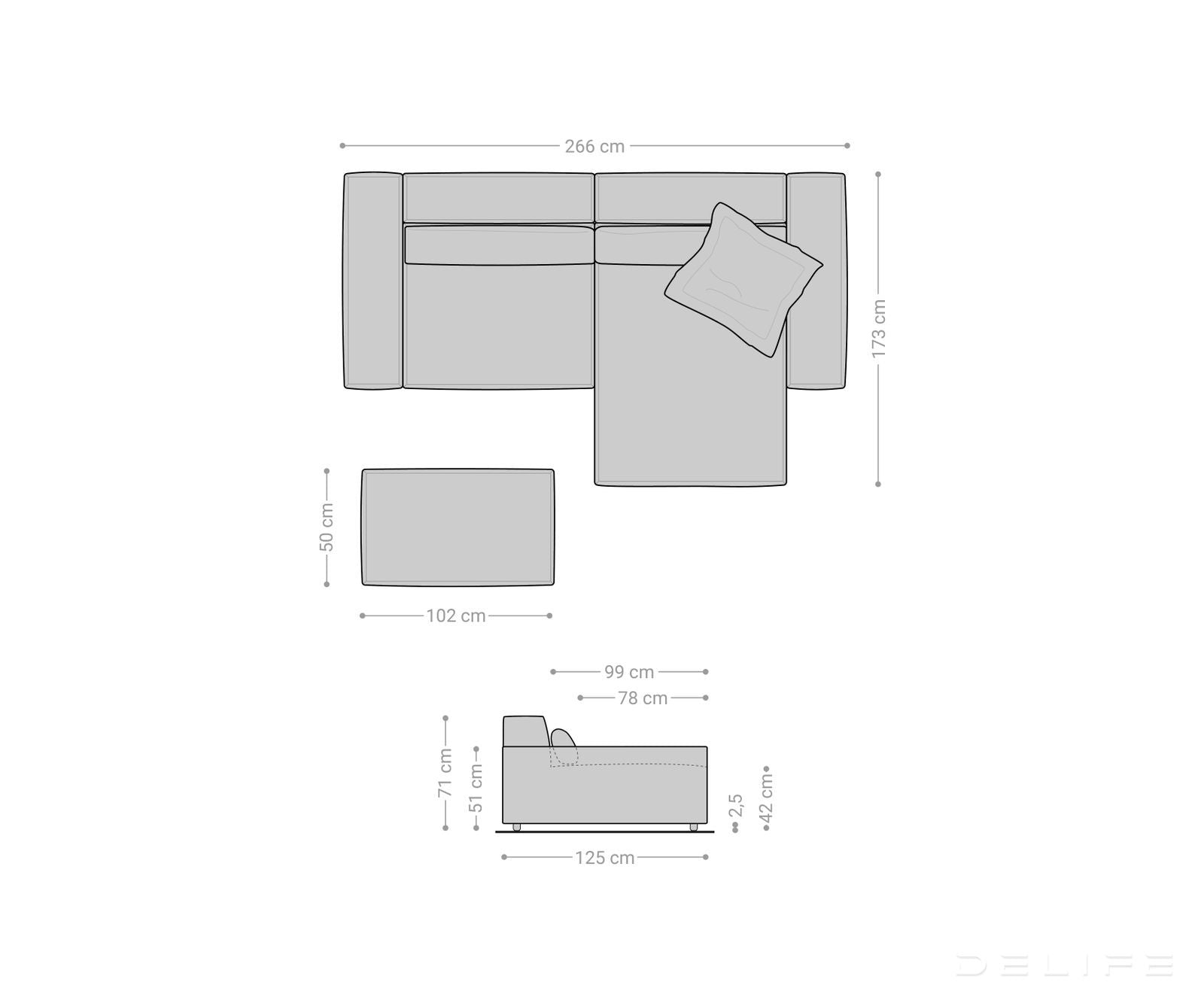 Kutna garnitura Sirpio XL 266x173cm, Materijal: Boucle