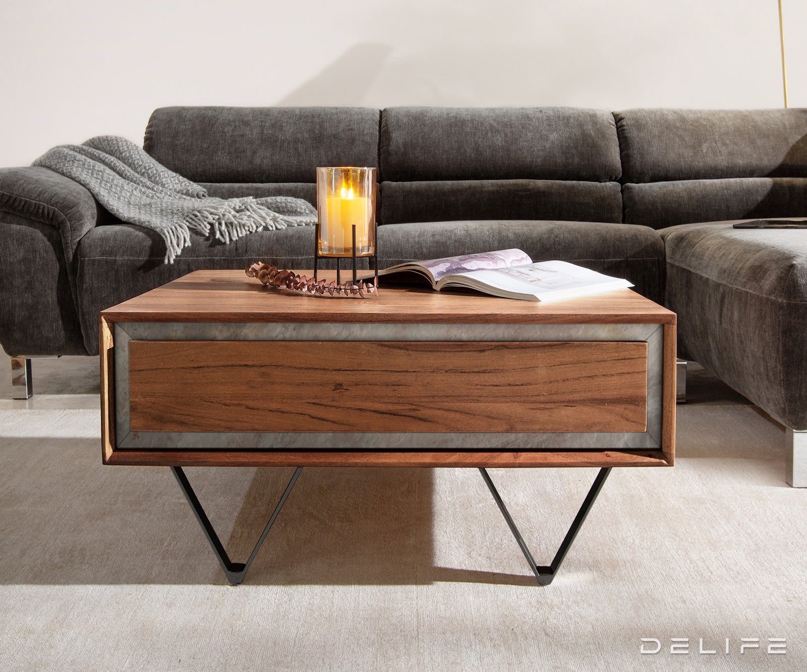 Klub stolić Stonegrace 80x60cm, Materijal: Bagrem