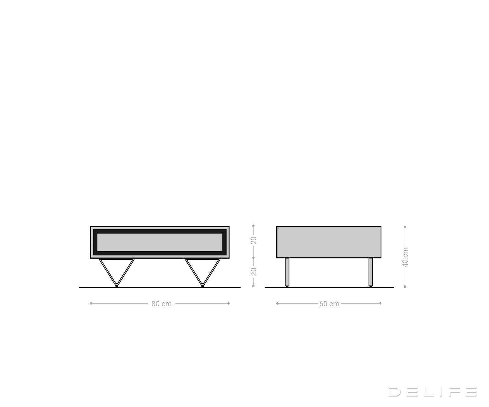 Klub stolić Stonegrace 80x60cm, Materijal: Bagrem