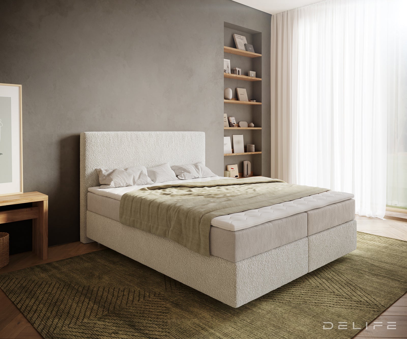 Box spring krevet Dream-Well, Materijal: Boucle