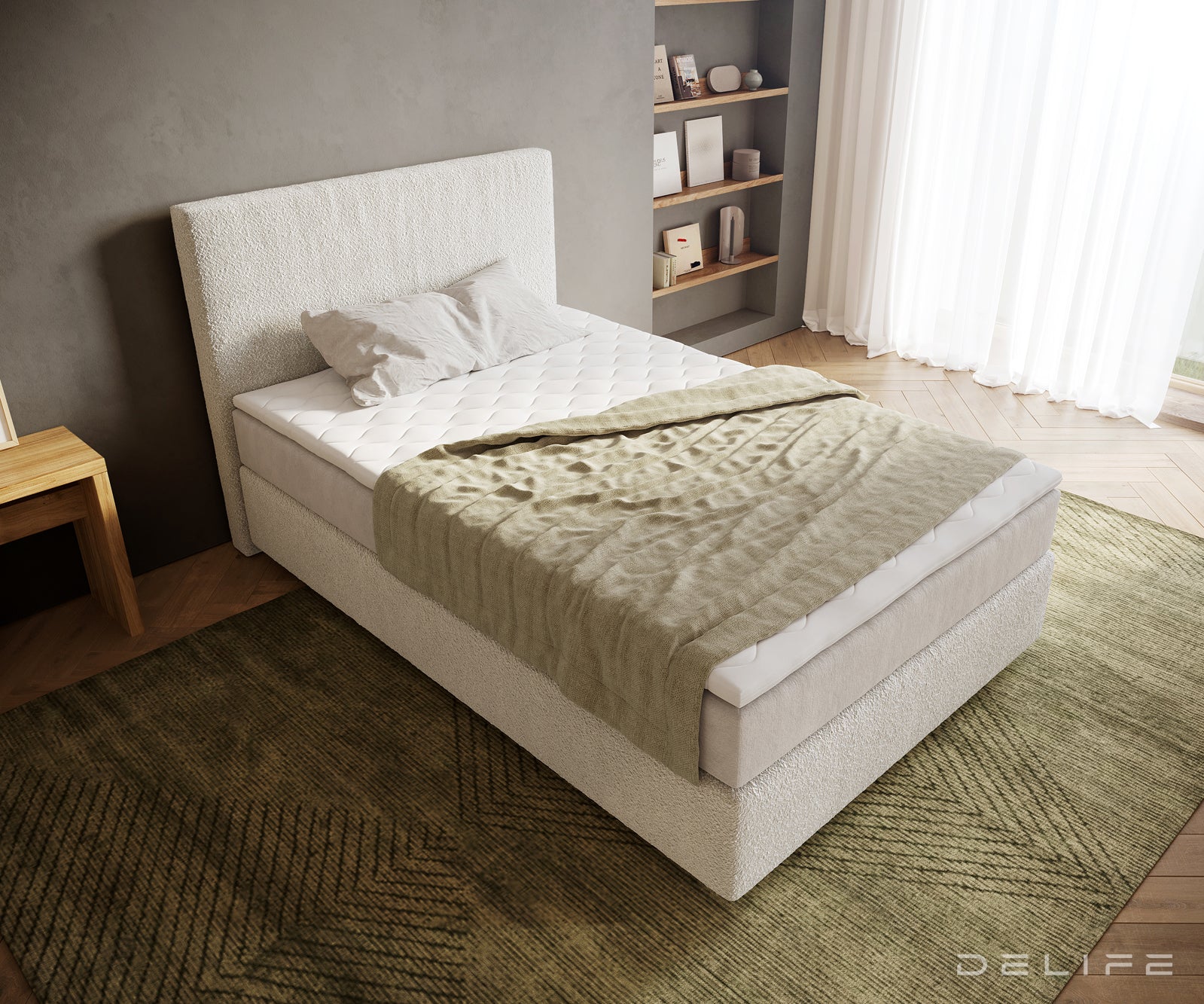Box spring krevet Dream-Well, Materijal: Boucle