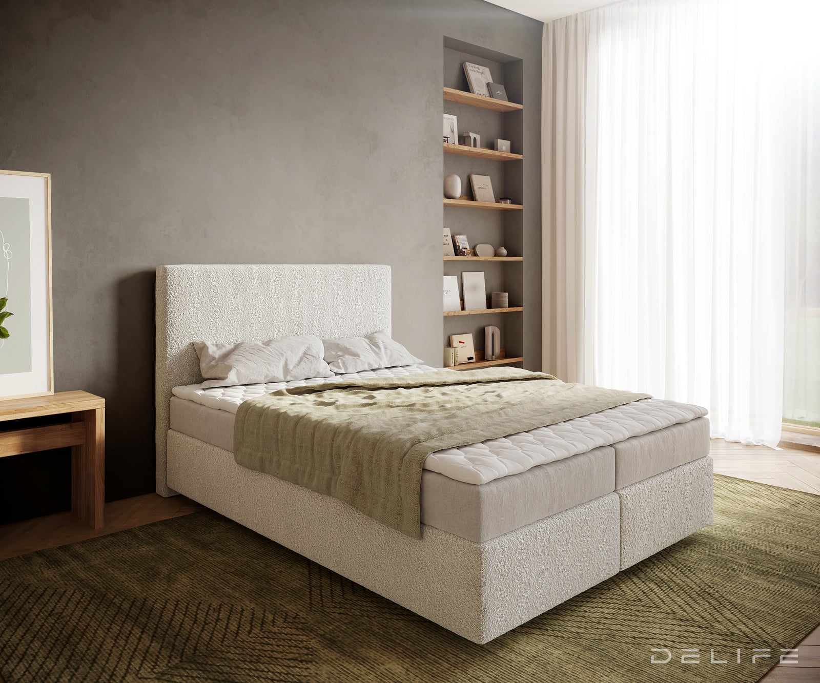 Box spring krevet Dream-Well, Materijal: Boucle