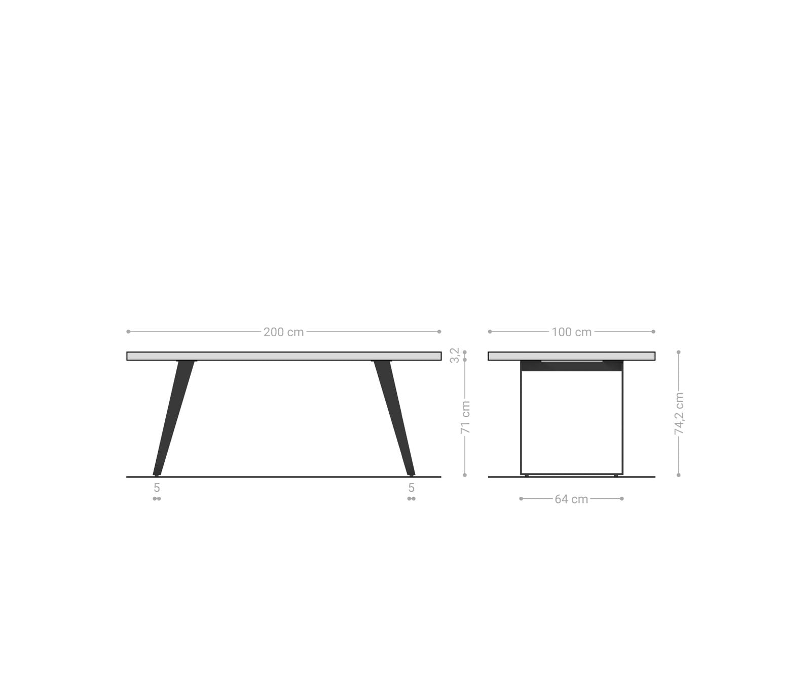 Blagovaonski stol Edge 200x100cm,  Materijal: Hrast, Debljina ploče: 3.2cm