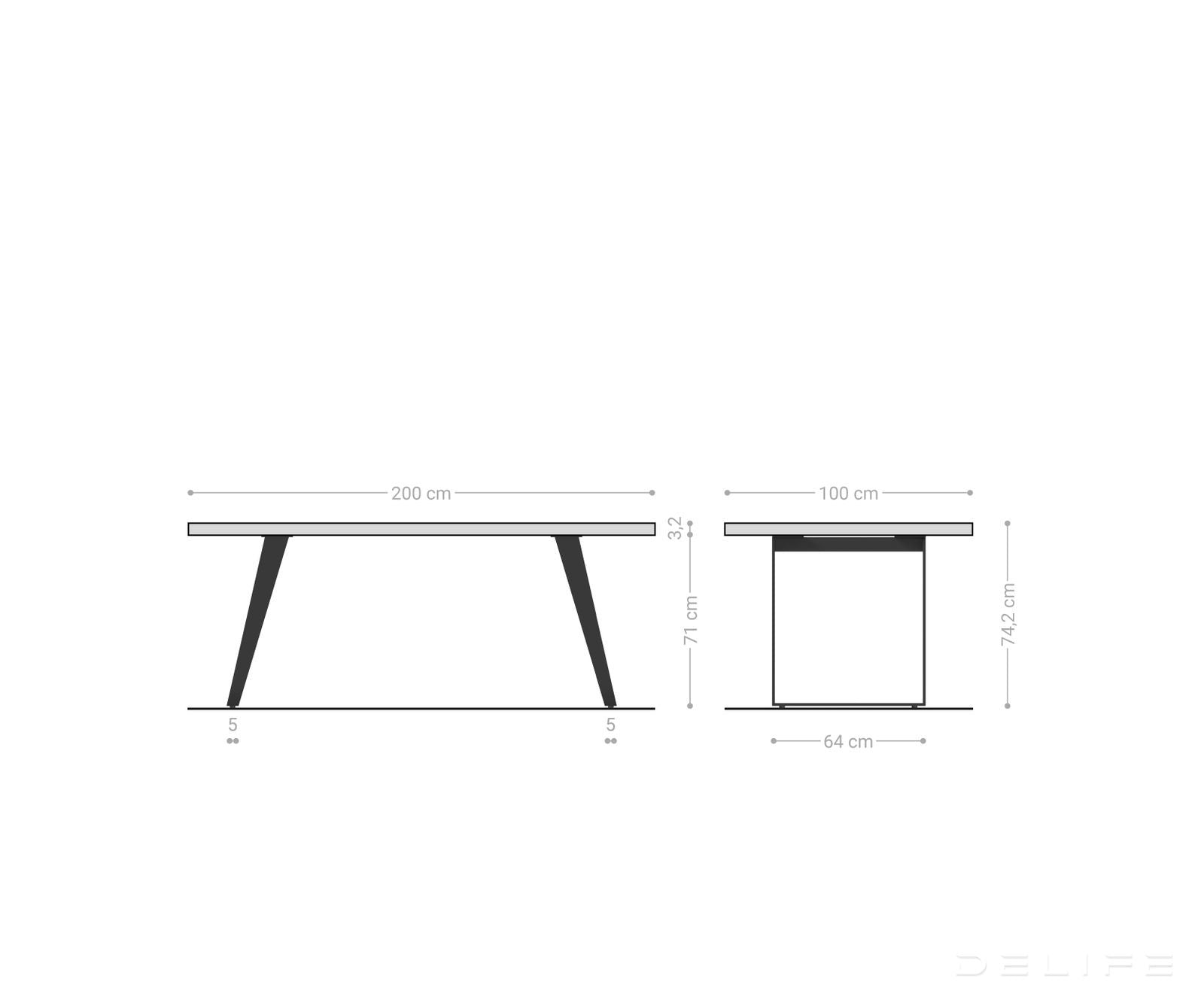 Blagovaonski stol Edge 200x100cm,  Materijal: Hrast, Debljina ploče: 3.2cm