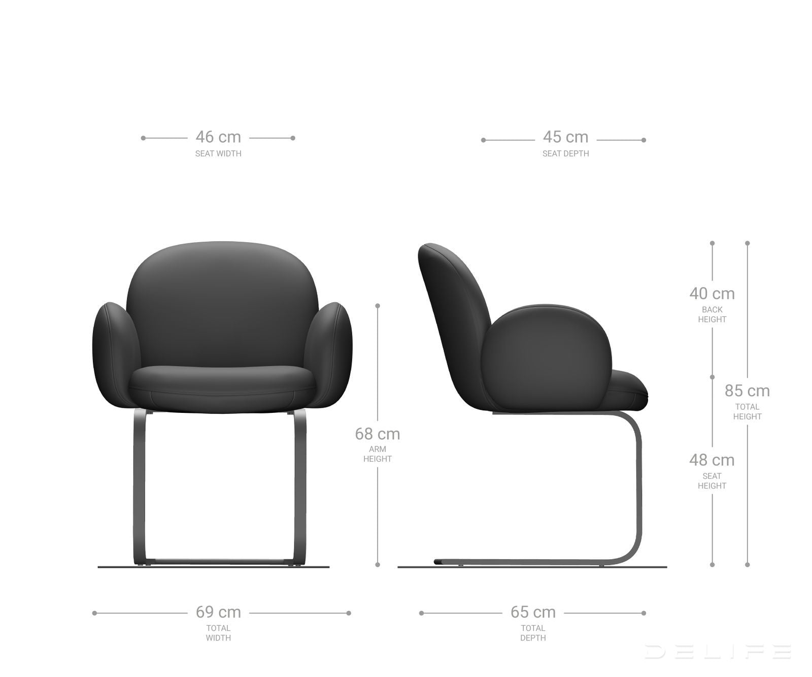 Blagovaonska stolica s rukonaslonom Nube, Materijal: Boucle