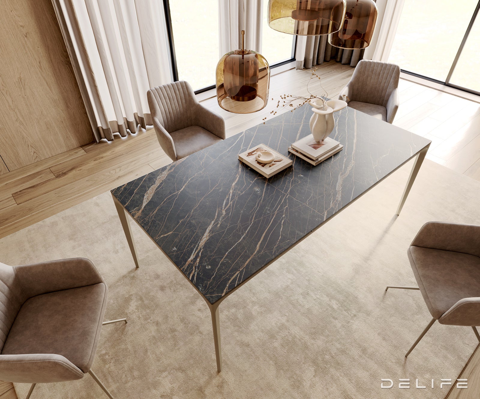 Blagovaonski stol Escina 200x100cm, Materijal: Keramika Laminam