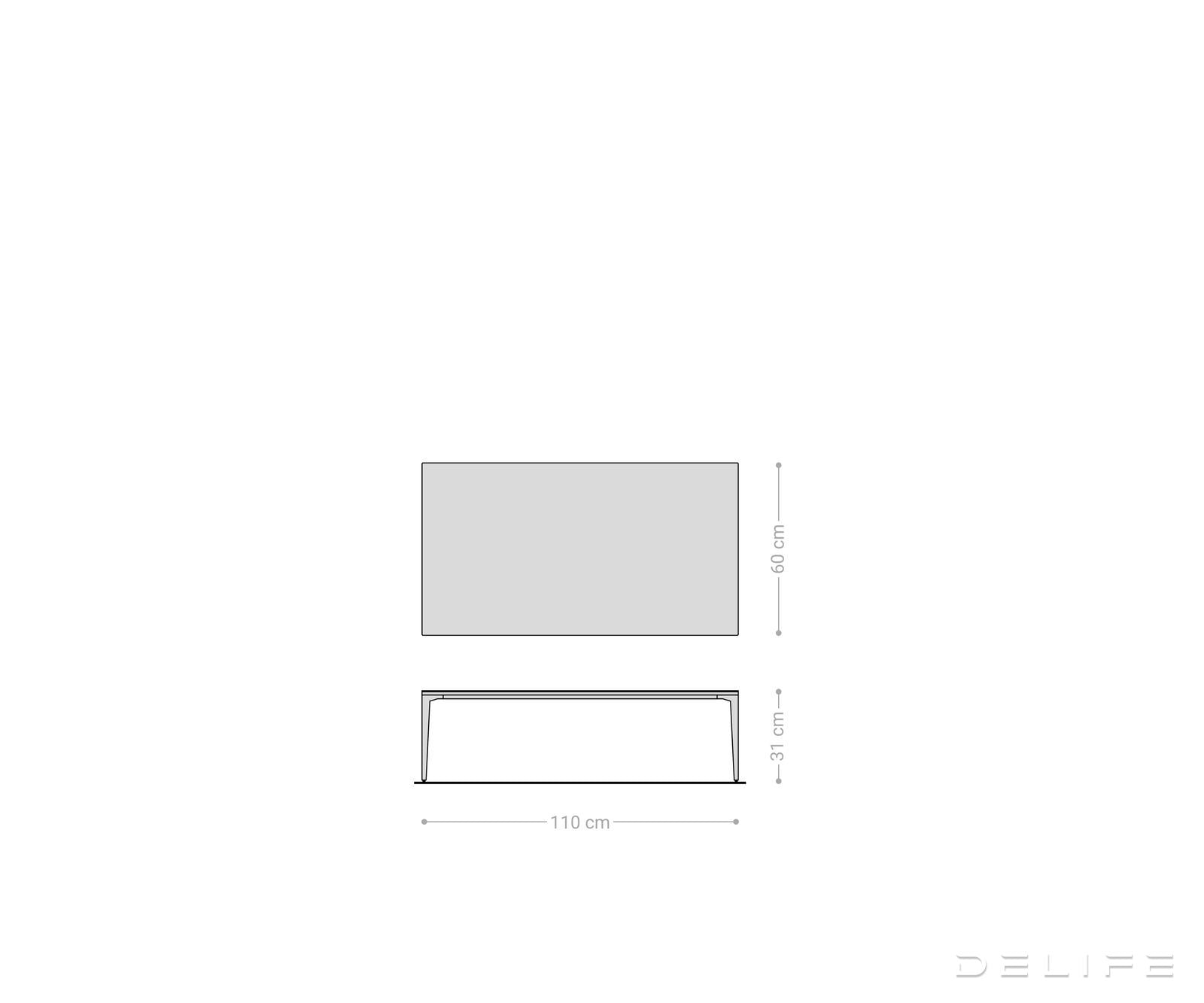 Klub stolić Levente 110x60cm, Materijal: Keramika Laminam Noir Desir