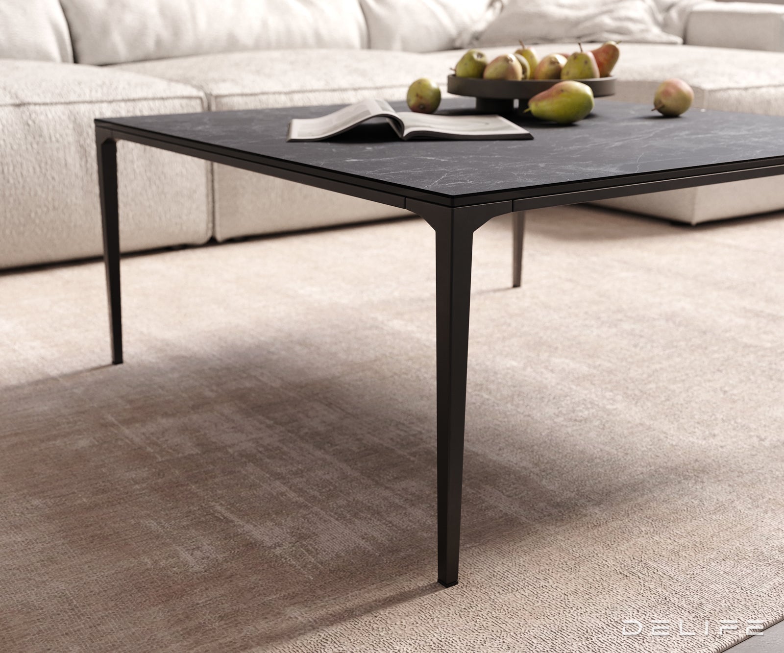 Klub stolić Levente 85x85cm, Materijal: Keramika Laminam Nero Greco
