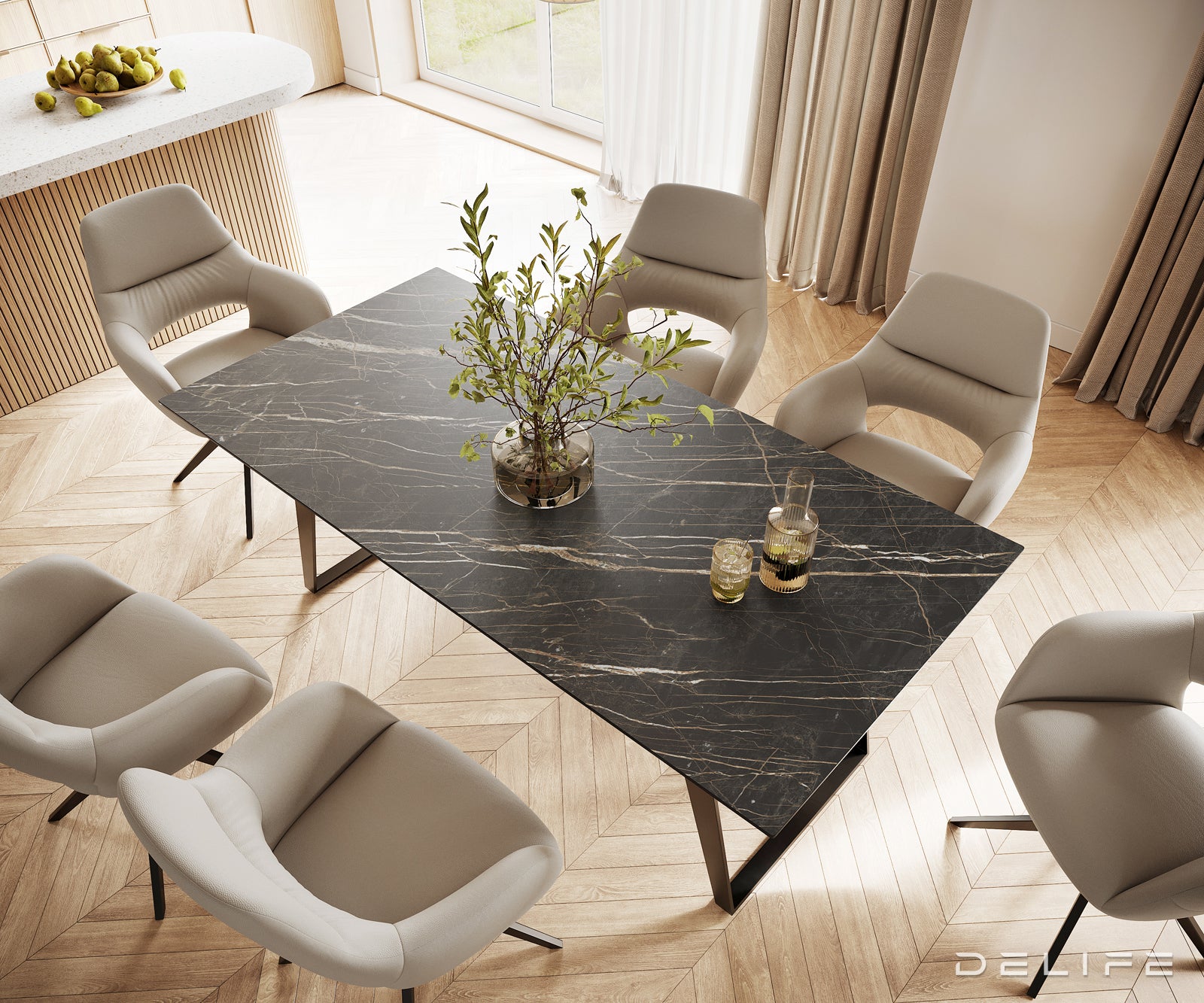 Blagovaonski stol Edge 200x100, Materijal: Keramika Laminam Nero Greco