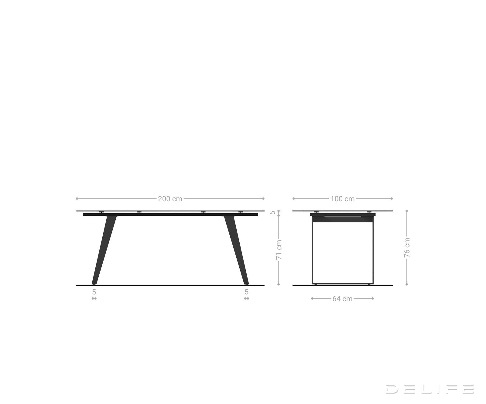 Blagovaonski stol Edge 200x100, Materijal: Keramika Laminam Nero Greco