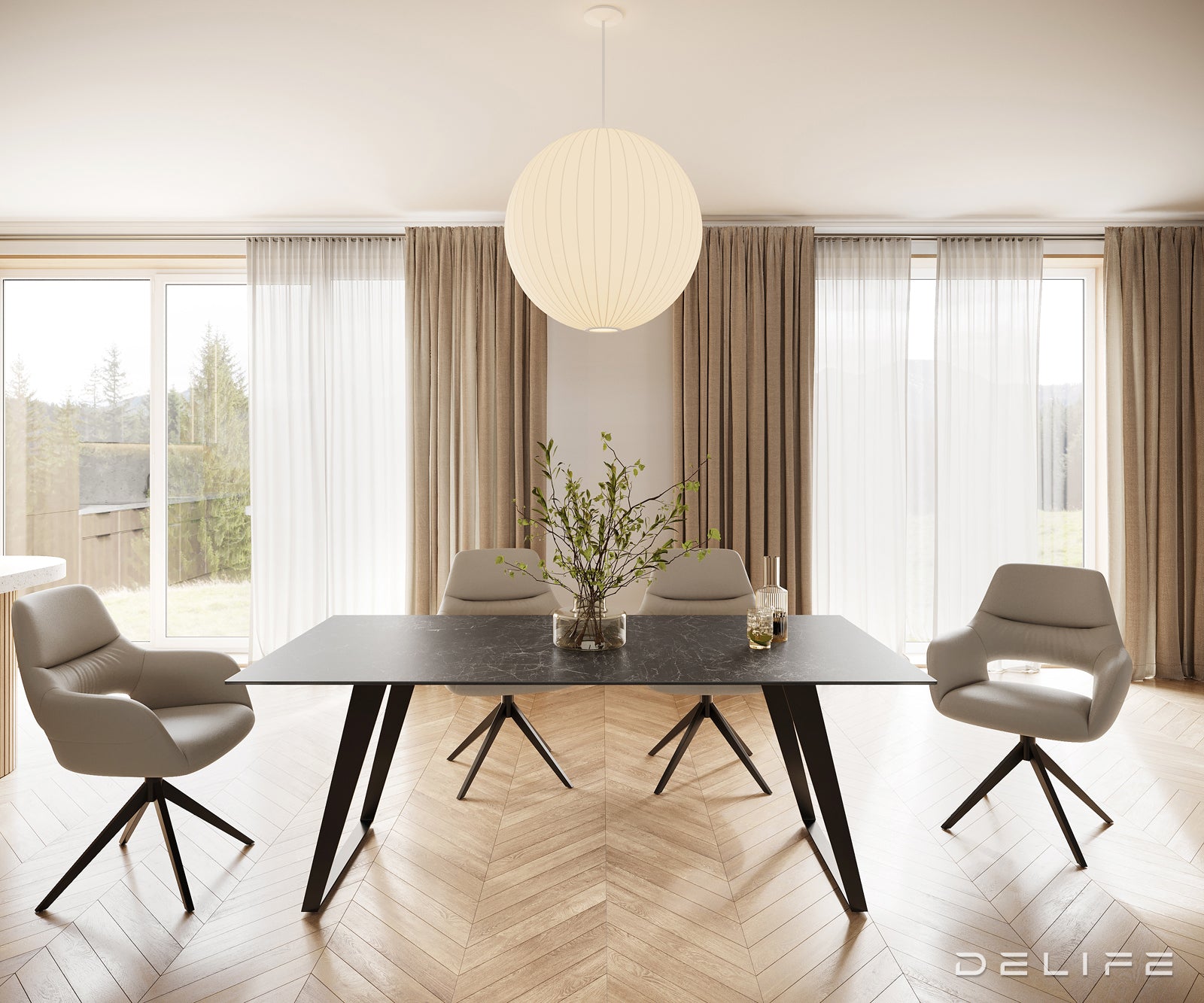 Blagovaonski stol Edge 200x100, Materijal: Keramika Laminam Nero Greco