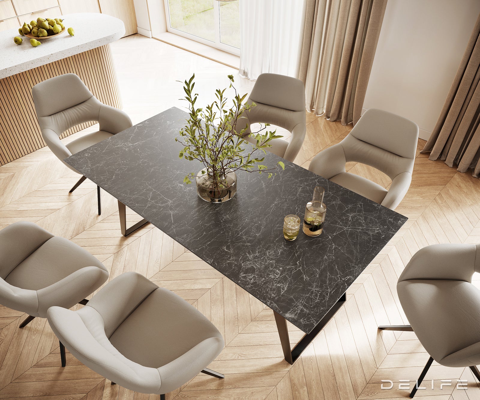 Blagovaonski stol Edge 200x100, Materijal: Keramika Laminam Nero Greco