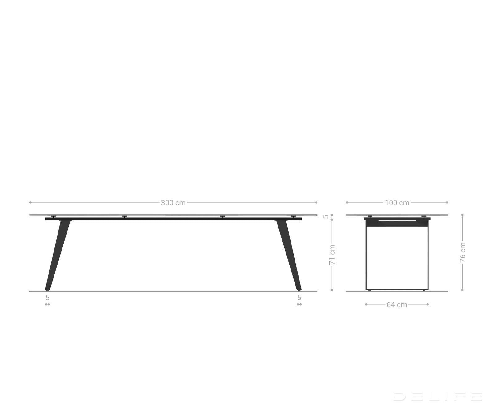 Blagovaonski stol Edge 300x100cm, Materijal: Keramika Laminam Nero Greco