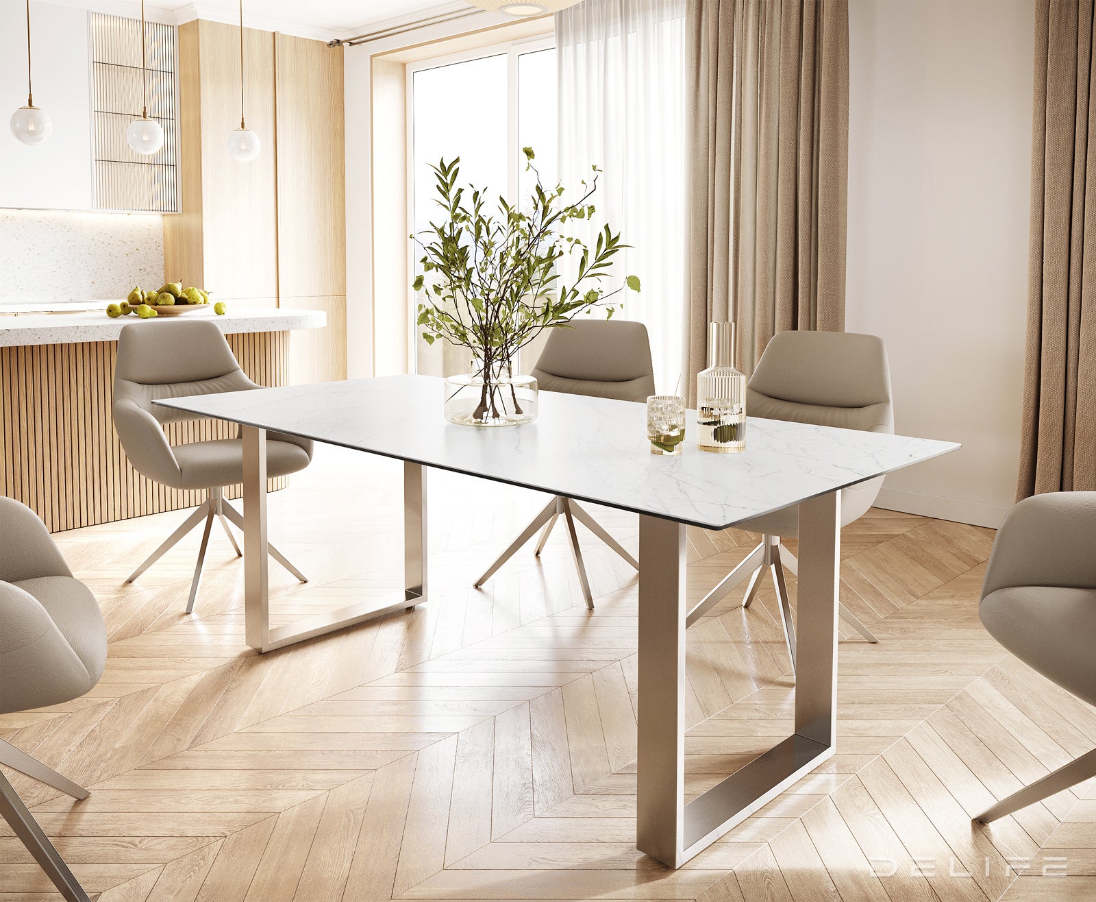 Blagovaonski stol Edge 200x100, Materijal: Keramika Laminam Statuarietto