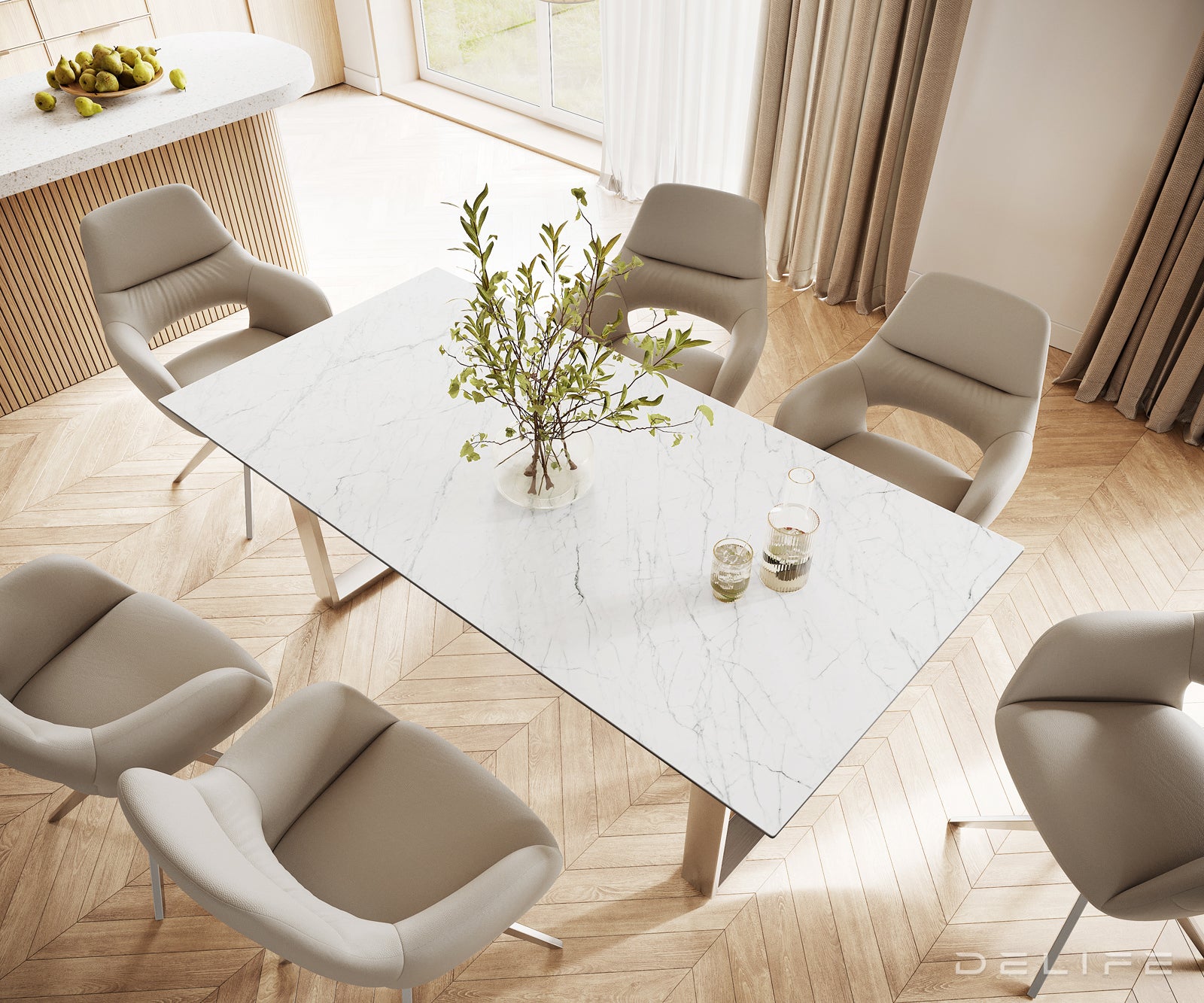 Blagovaonski stol Edge 200x100, Materijal: Keramika Laminam Statuarietto