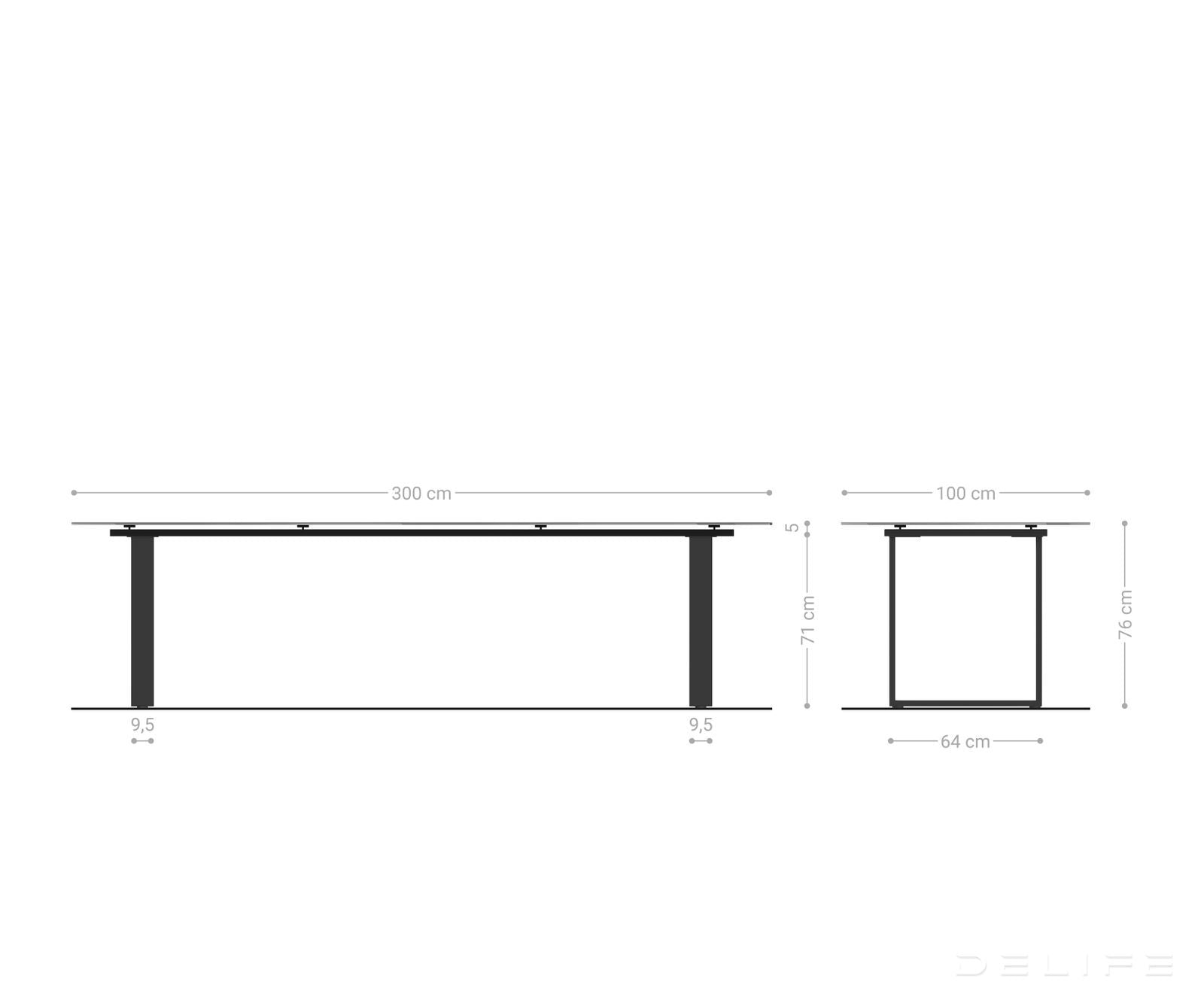 Blagovaonski stol Edge 300x100cm, Materijal: Keramika Laminam Nero Greco