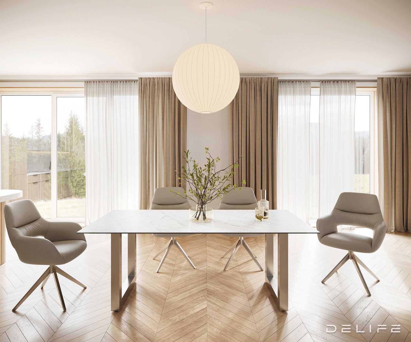Blagovaonski stol Edge 200x100, Materijal: Keramika Laminam Statuarietto