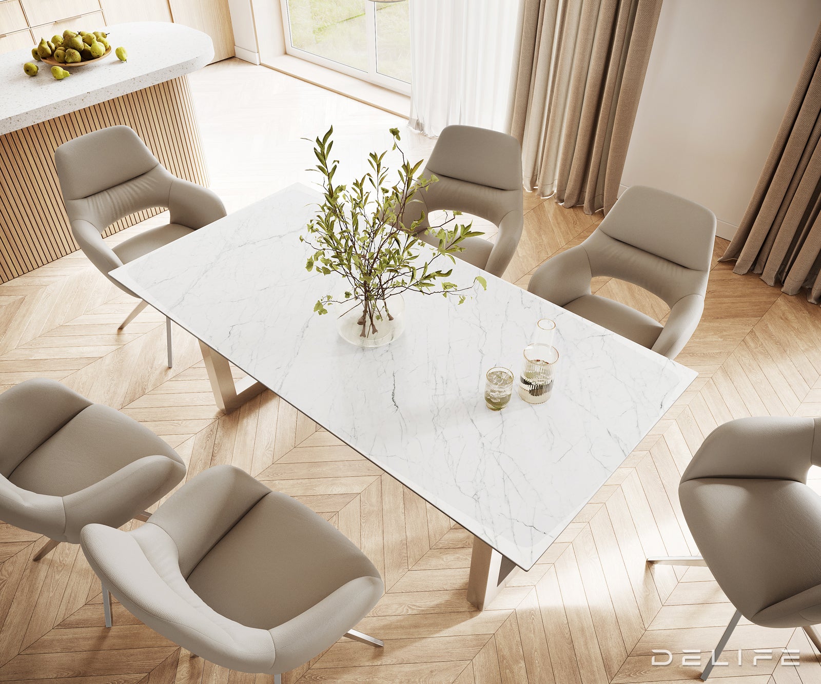 Blagovaonski stol Edge 200x100, Materijal: Keramika Laminam Statuarietto