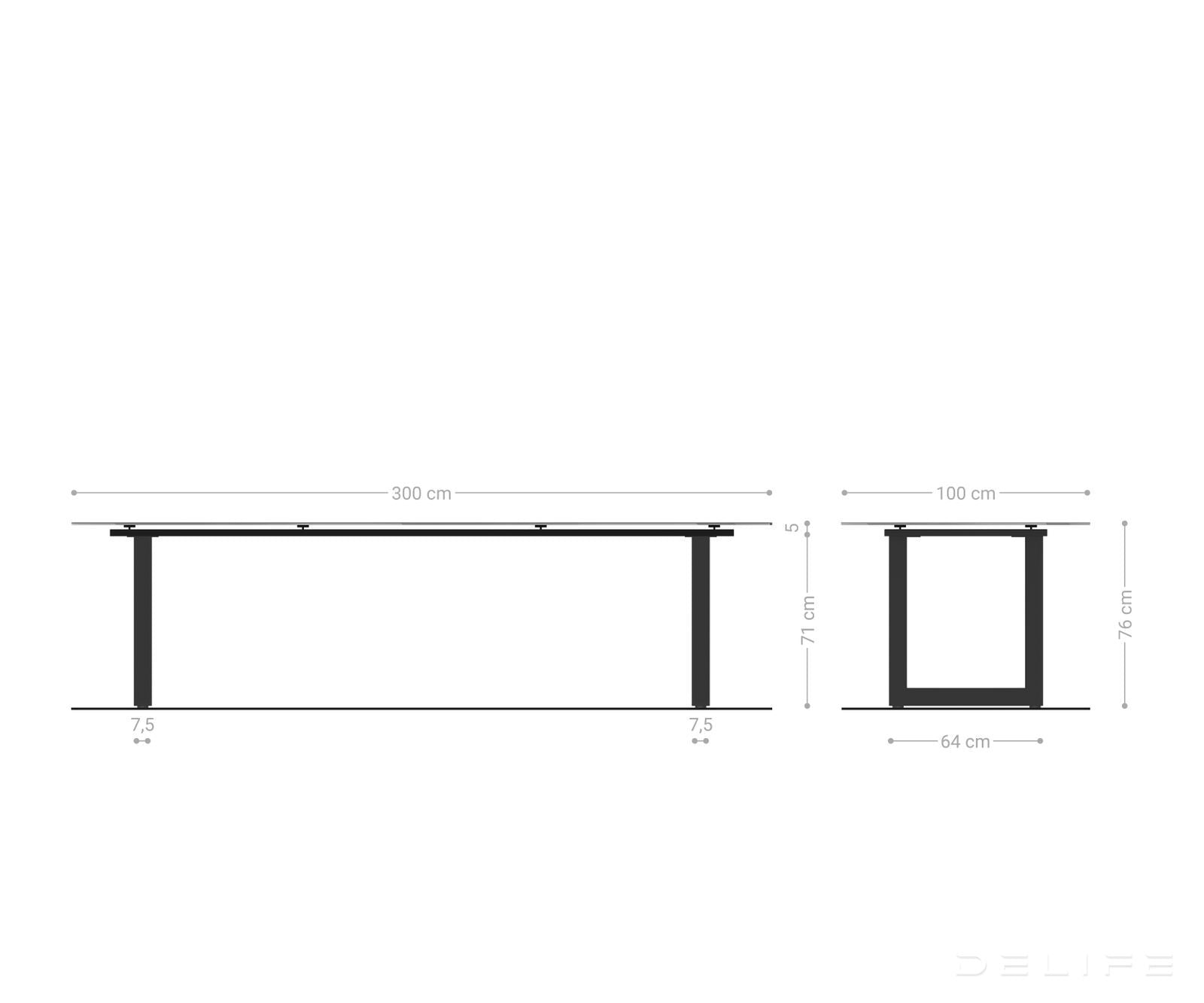 Blagovaonski stol Edge 300x100cm, Materijal: Keramika Laminam Nero Greco