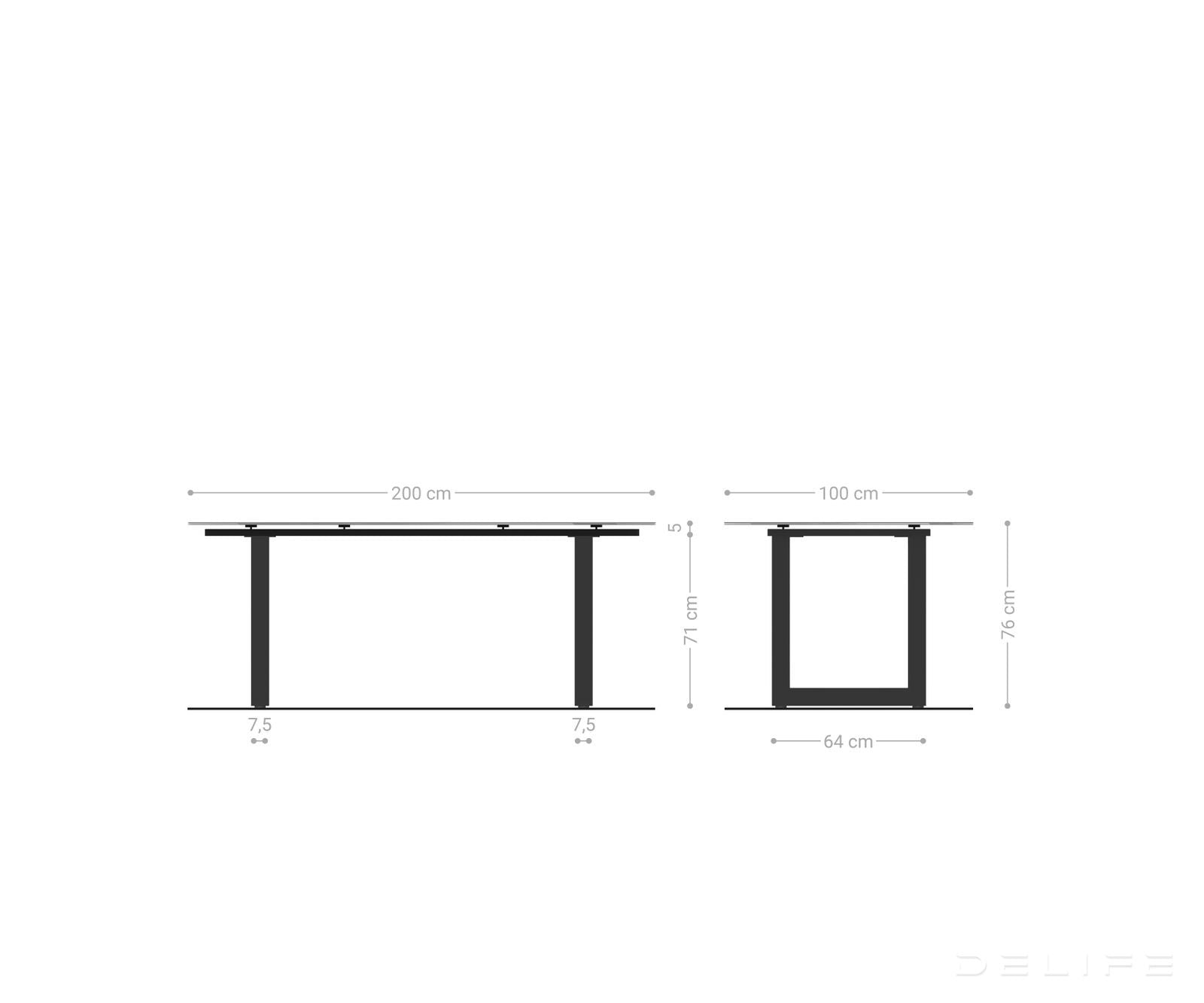 Blagovaonski stol Bootsform 200x100cm, Materijal: Keramika