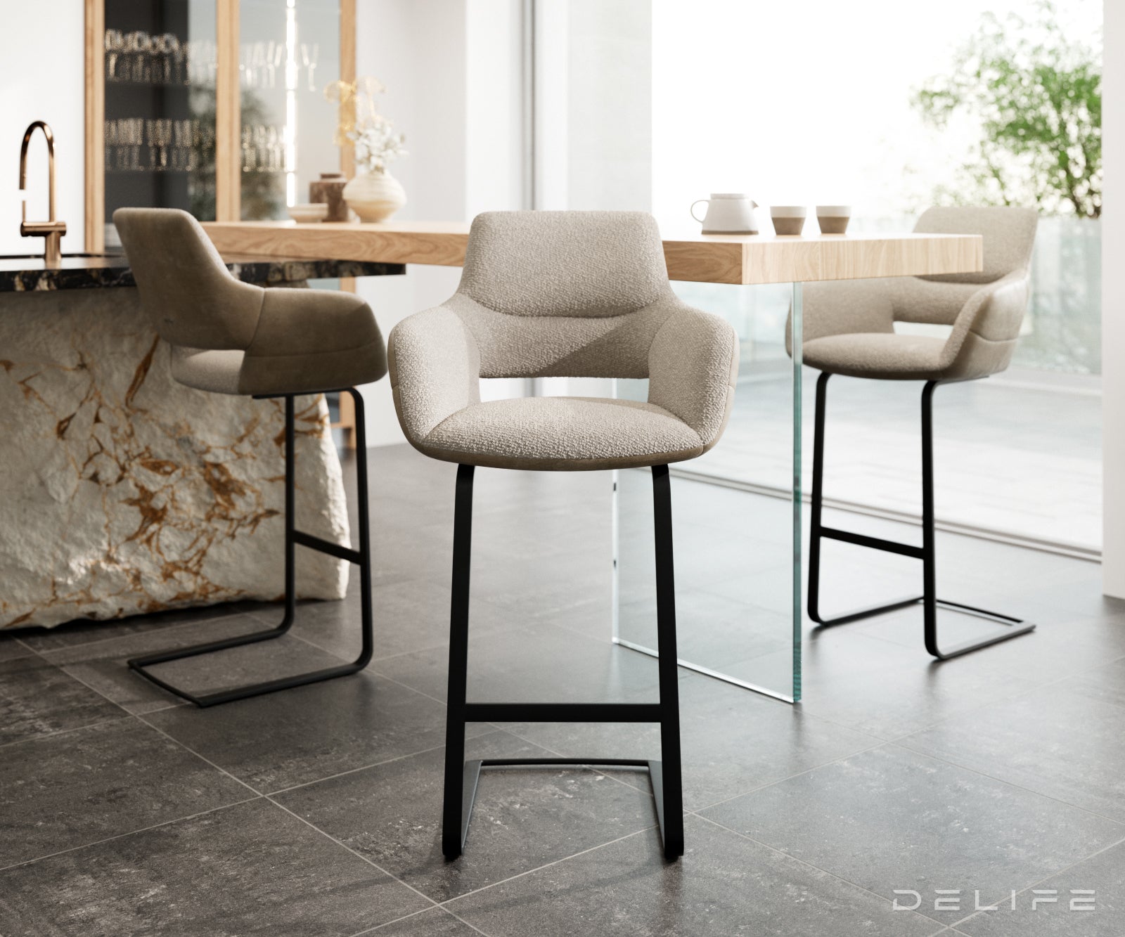 Barska stolica Yago Flex, Materijal: Mikrofibra/Boucle