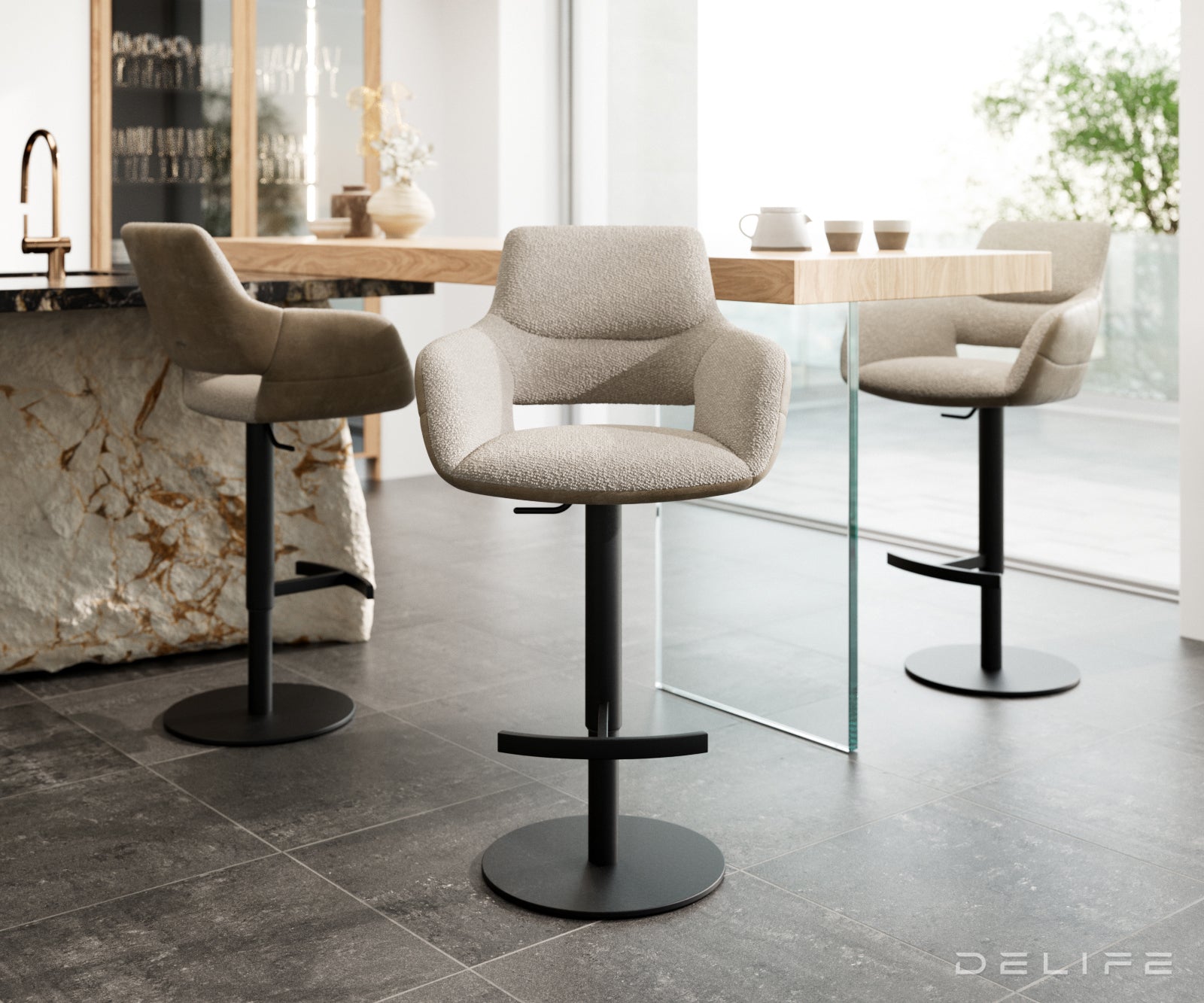 Barska stolica Yago Flex, Materijal: Mikrofibra/Boucle