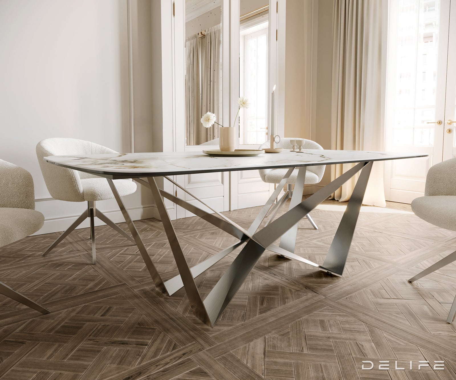 Blagovaonski stol Edge 200x100cm, Materijal: Keramika Calacatta Luxe