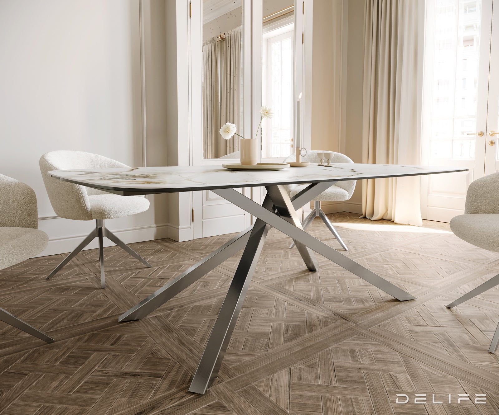 Blagovaonski stol Edge 200x100cm, Materijal: Keramika Calacatta Luxe
