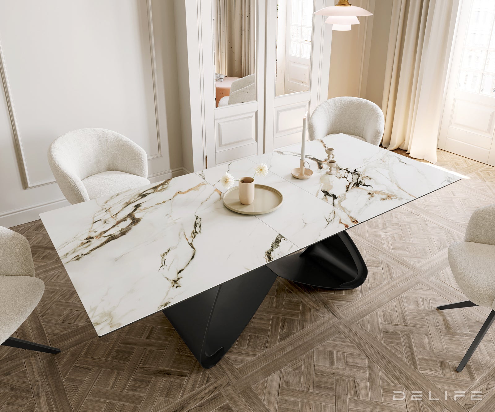 Produljivi stol Edge 180/220x100, Materijal: Keramika Calacatta Luxe